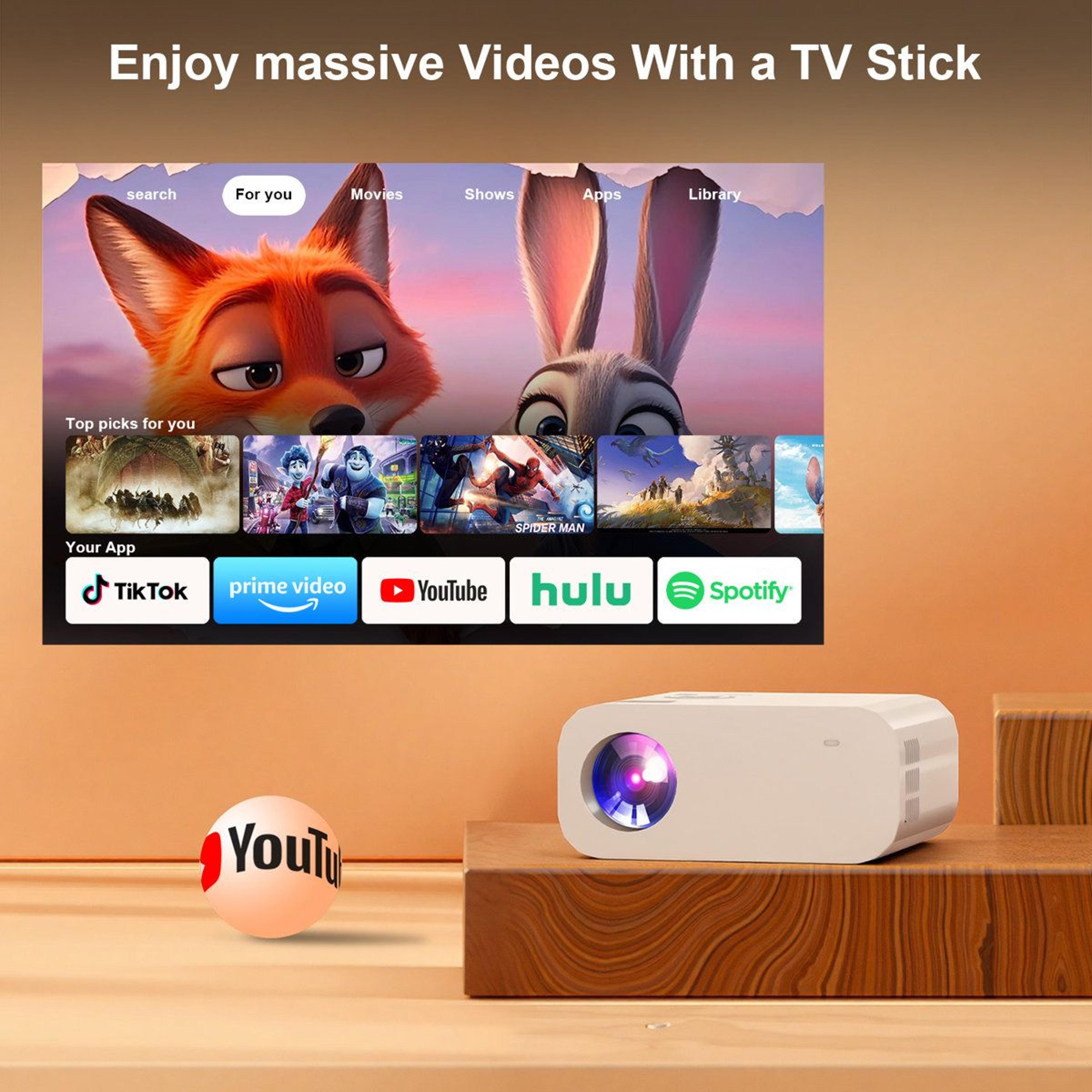 Polaring Mini Smart Projector 1080P 4K Decode With Android 11 WiFi 6 And Dolby Audio 5