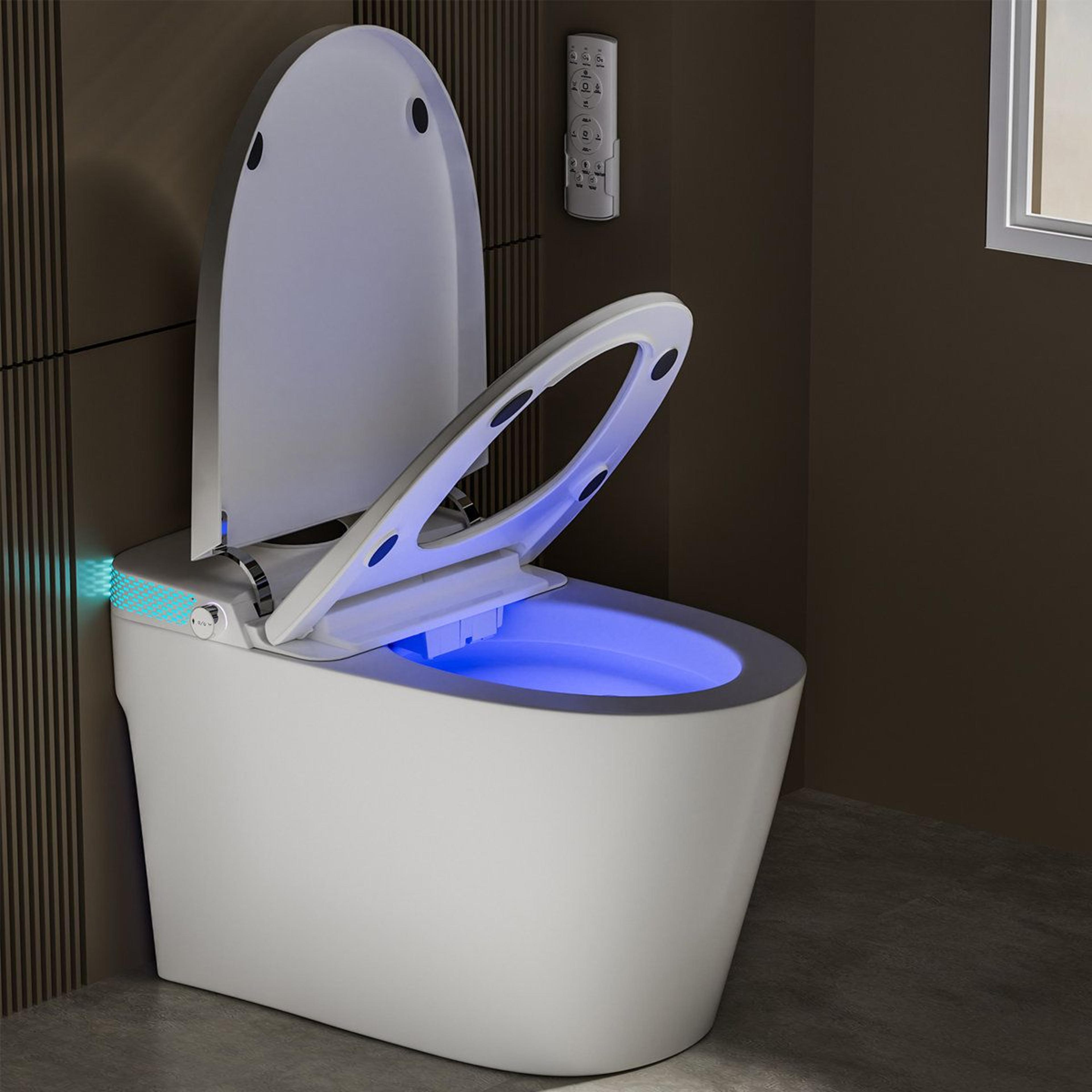 Smart Toilet With Heated Seat Bidet Warm Air Dryer Auto Flush And Foot Sensor 8