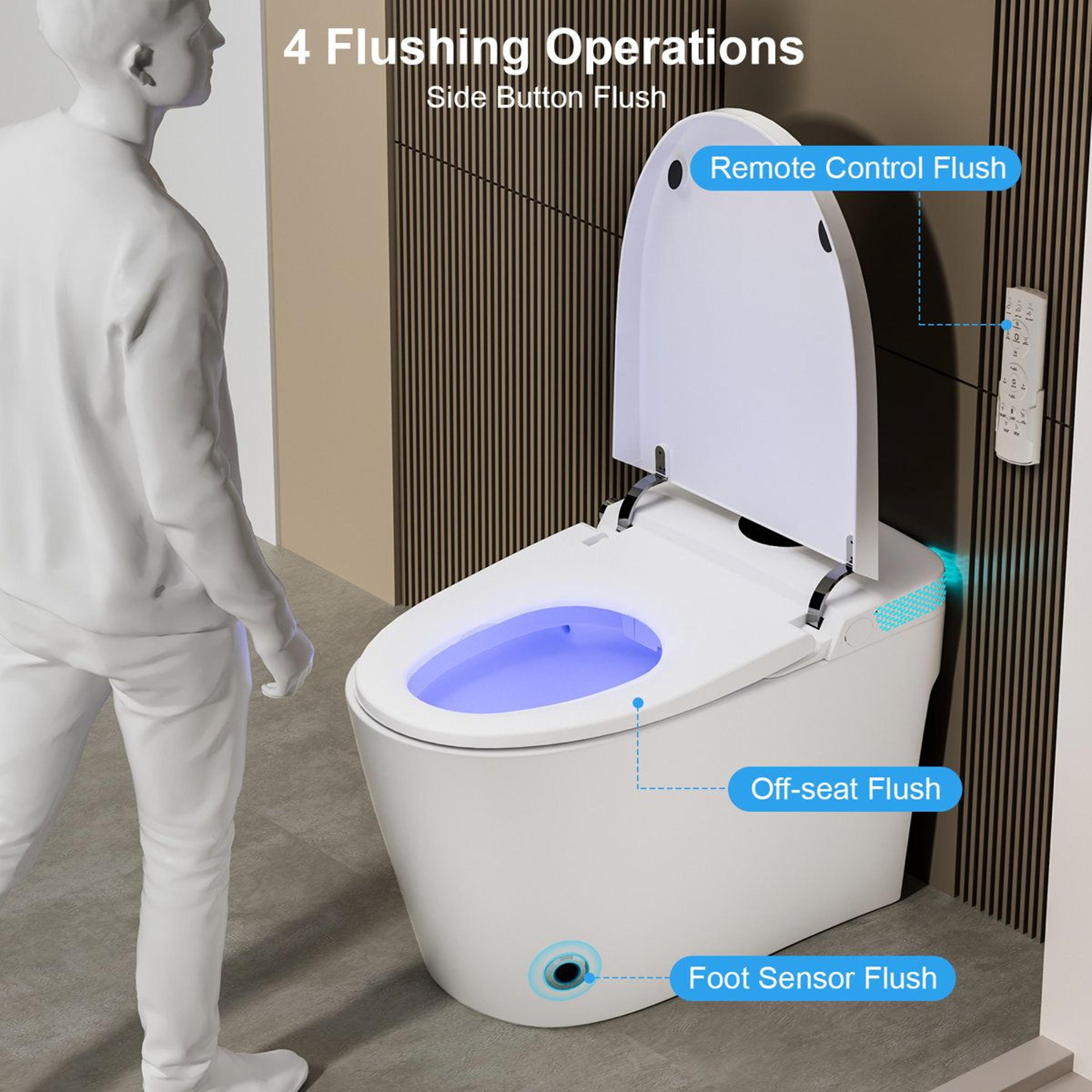 Smart Toilet With Heated Seat Bidet Warm Air Dryer Auto Flush And Foot Sensor 5