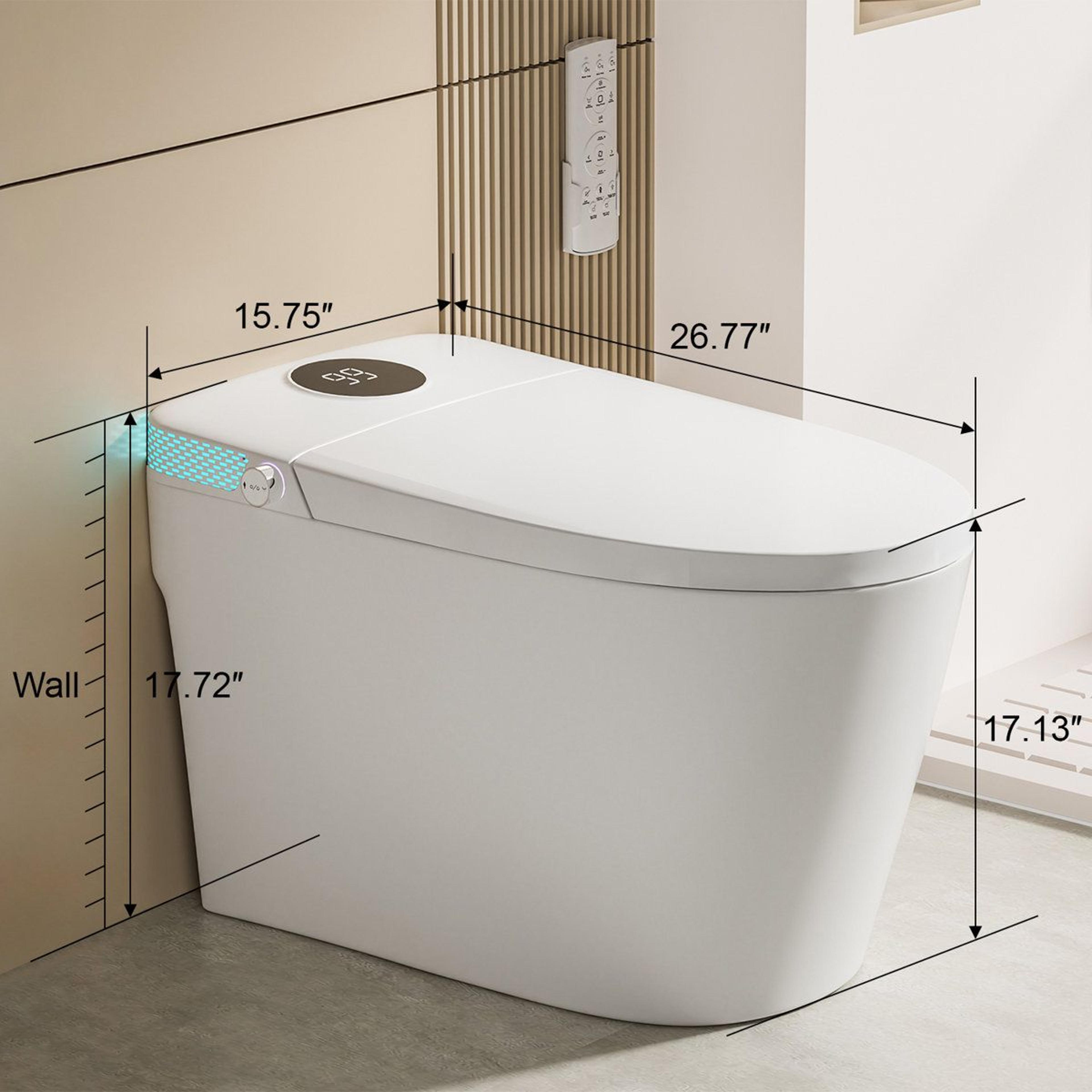 Smart Toilet With Heated Seat Bidet Warm Air Dryer Auto Flush And Foot Sensor 7