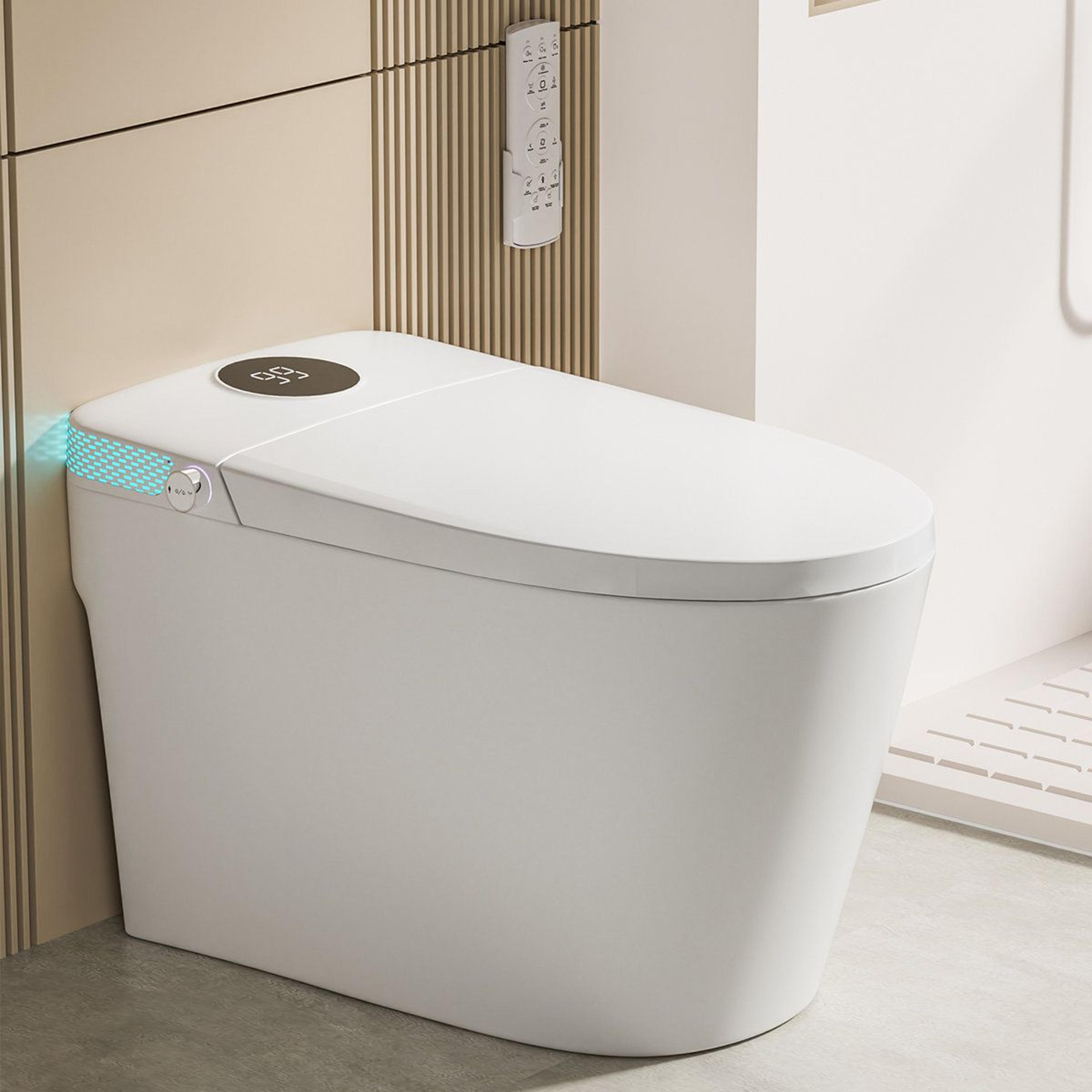 Smart Toilet With Heated Seat Bidet Warm Air Dryer Auto Flush And Foot Sensor 1