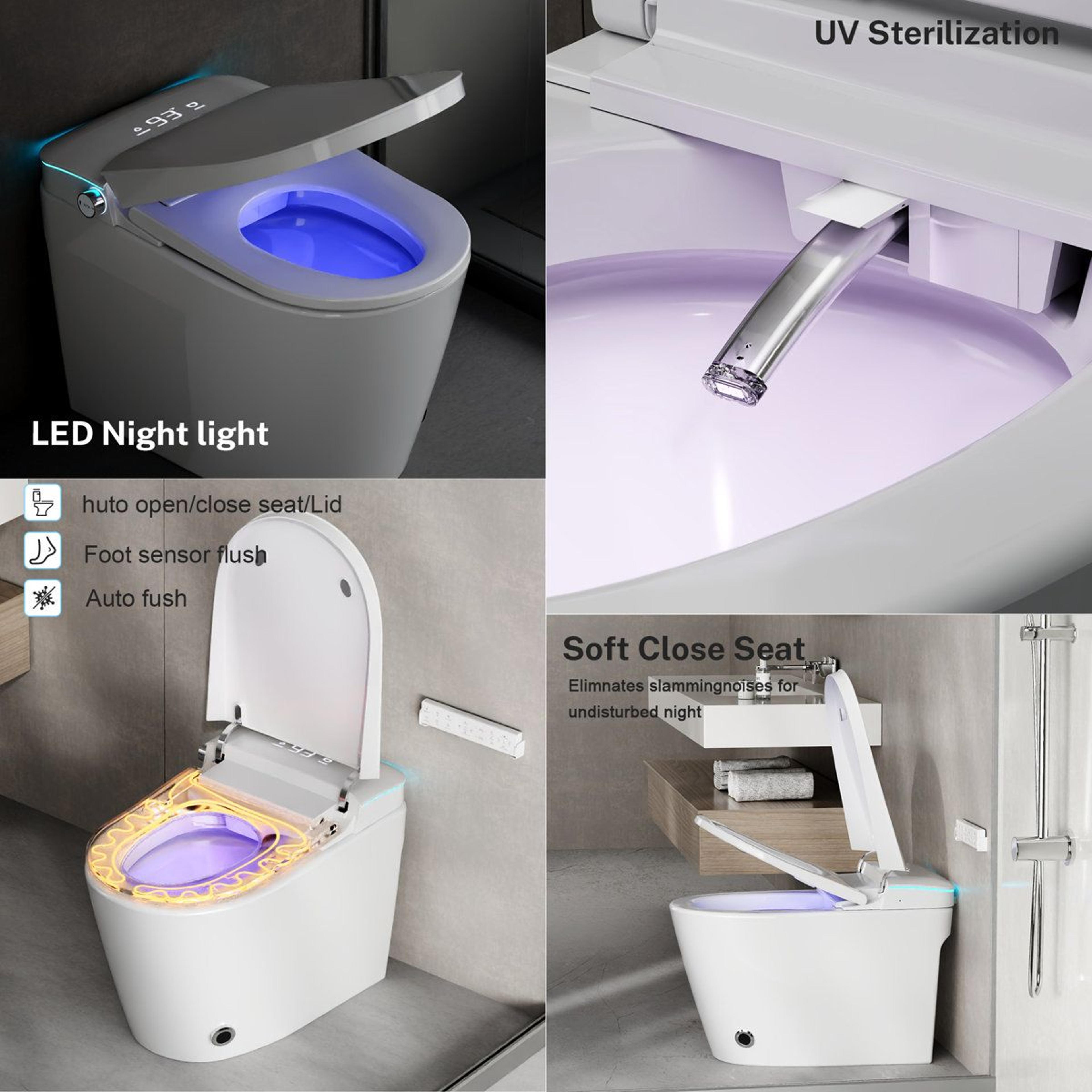 Smart Toilet With UV Sterilization Heated Seat Auto Flush And Bidet Wash 5