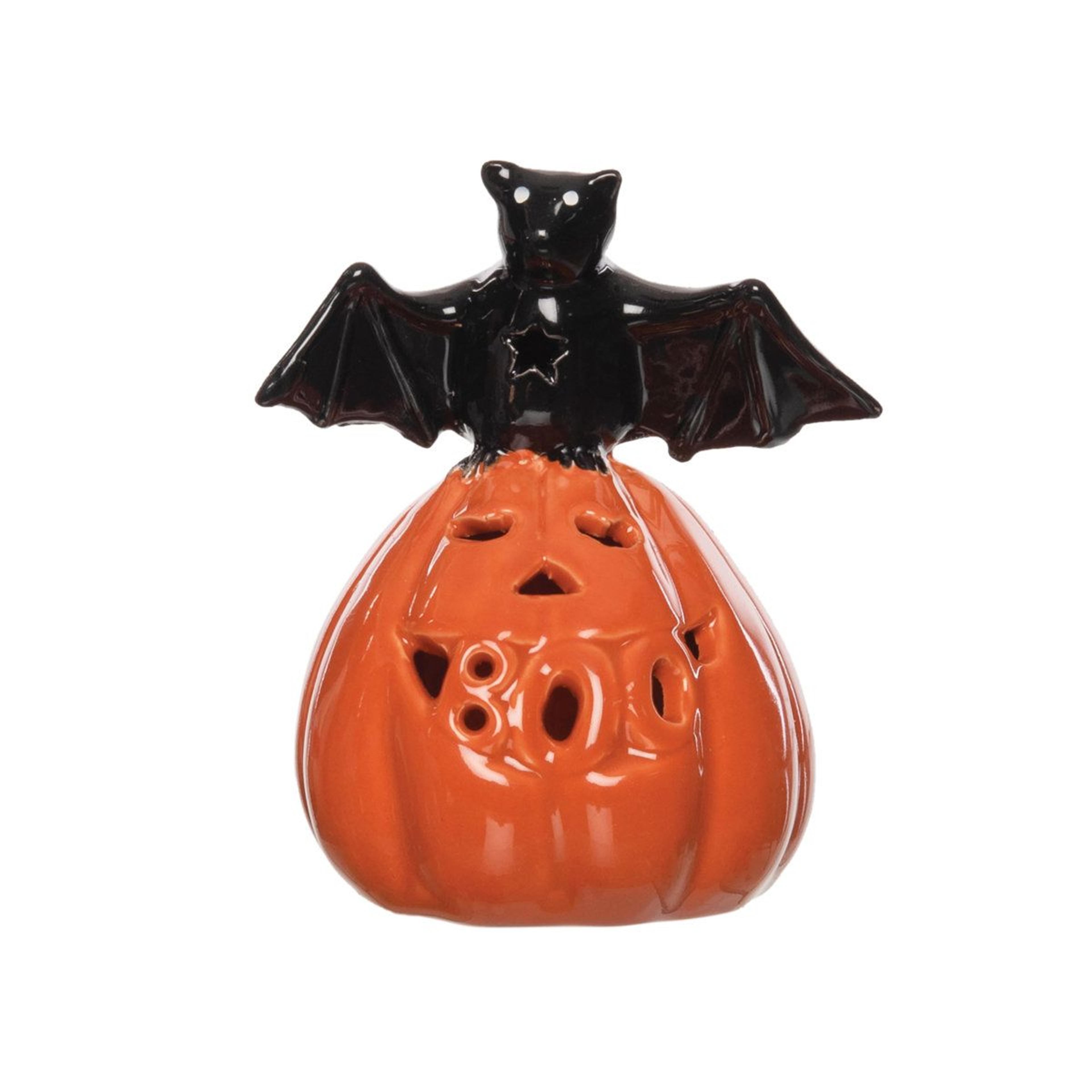 halloween pumpkin with bat led figurine