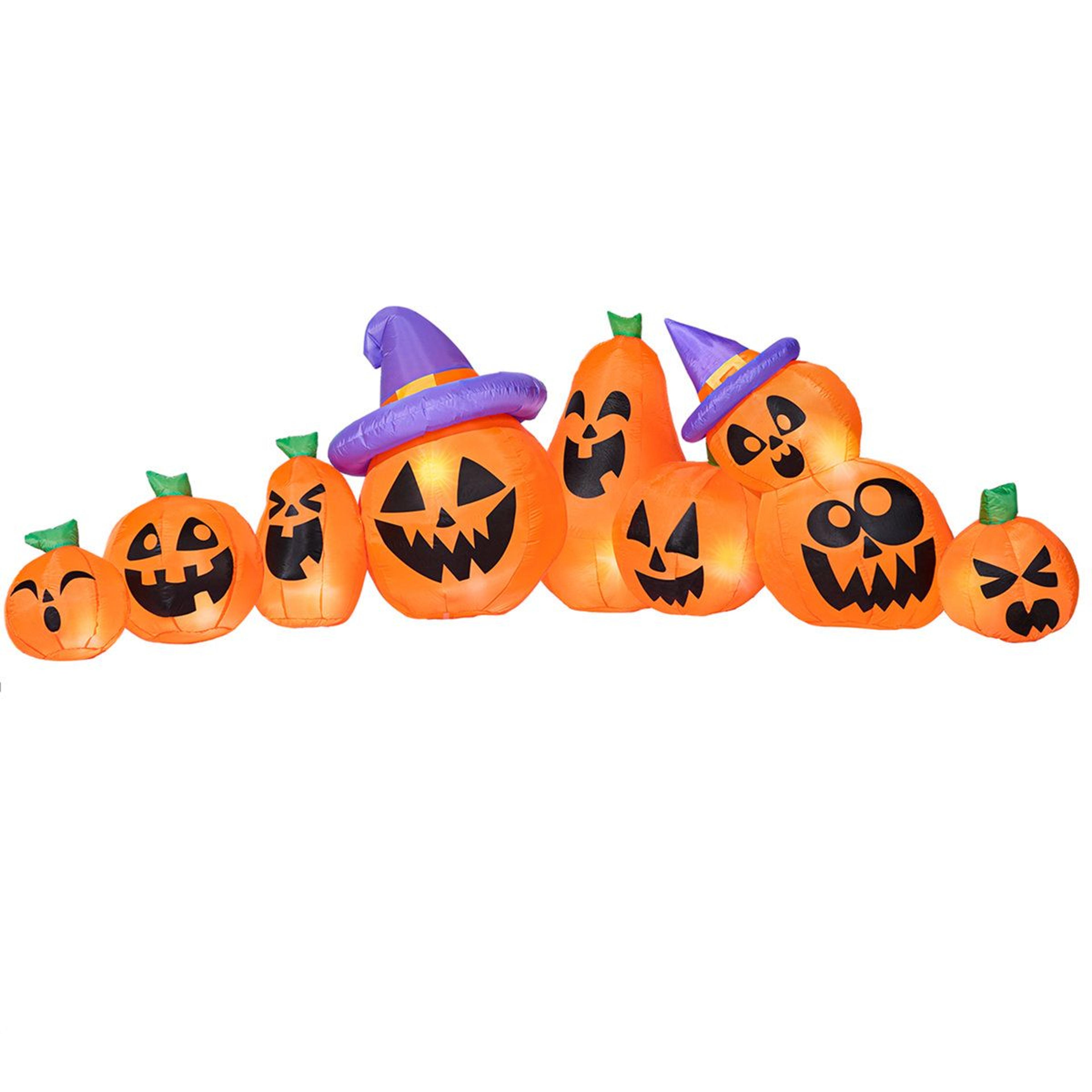 12.5ft halloween inflatable pumpkin with led lights and witch hats