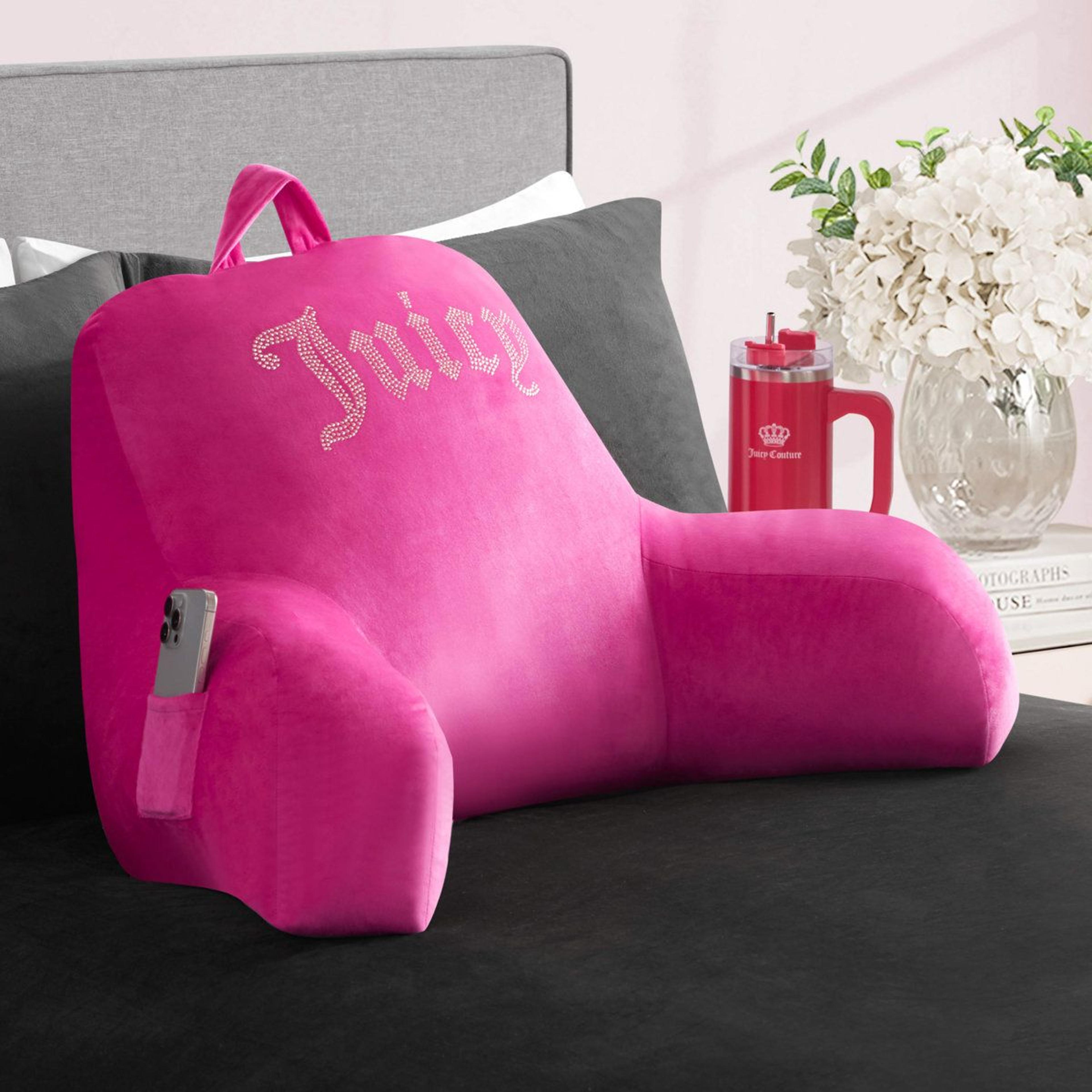 plush faux fur backrest pillow with arms and phone pocket
