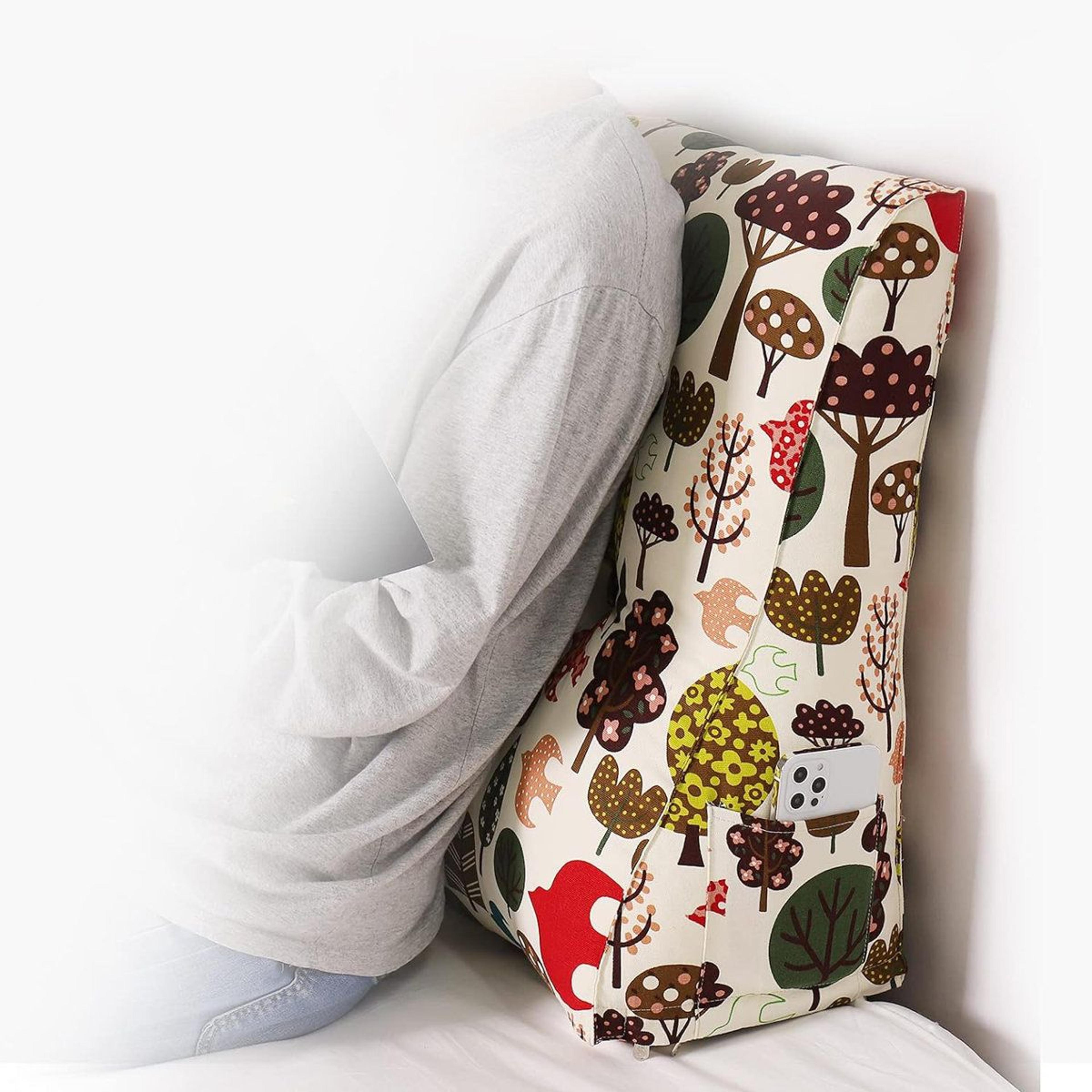 Contoured Wedge Reading Pillow With Back Support For Bed Sofa And Lounging 1