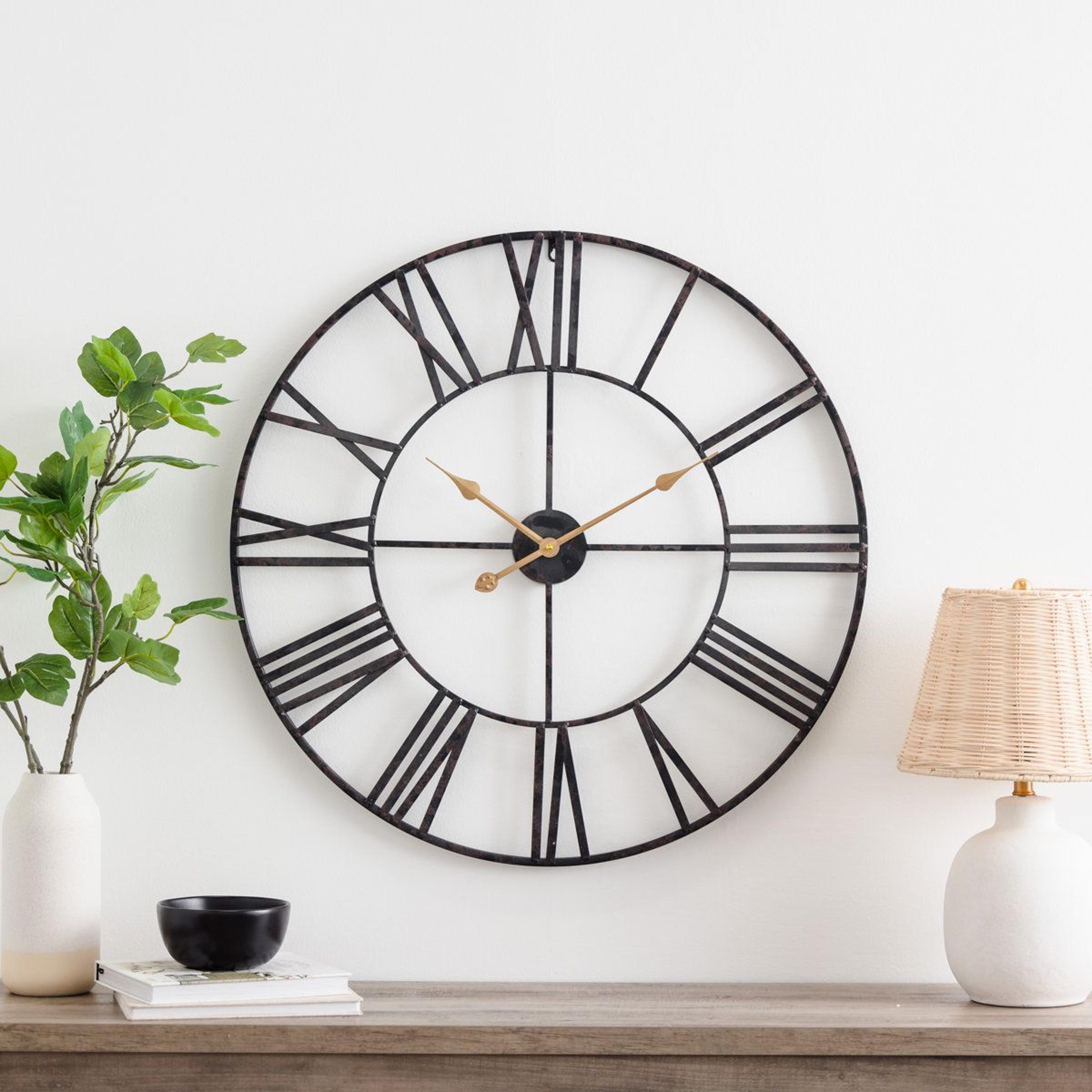 steelside solange 30 inch round metal farmhouse wall clock