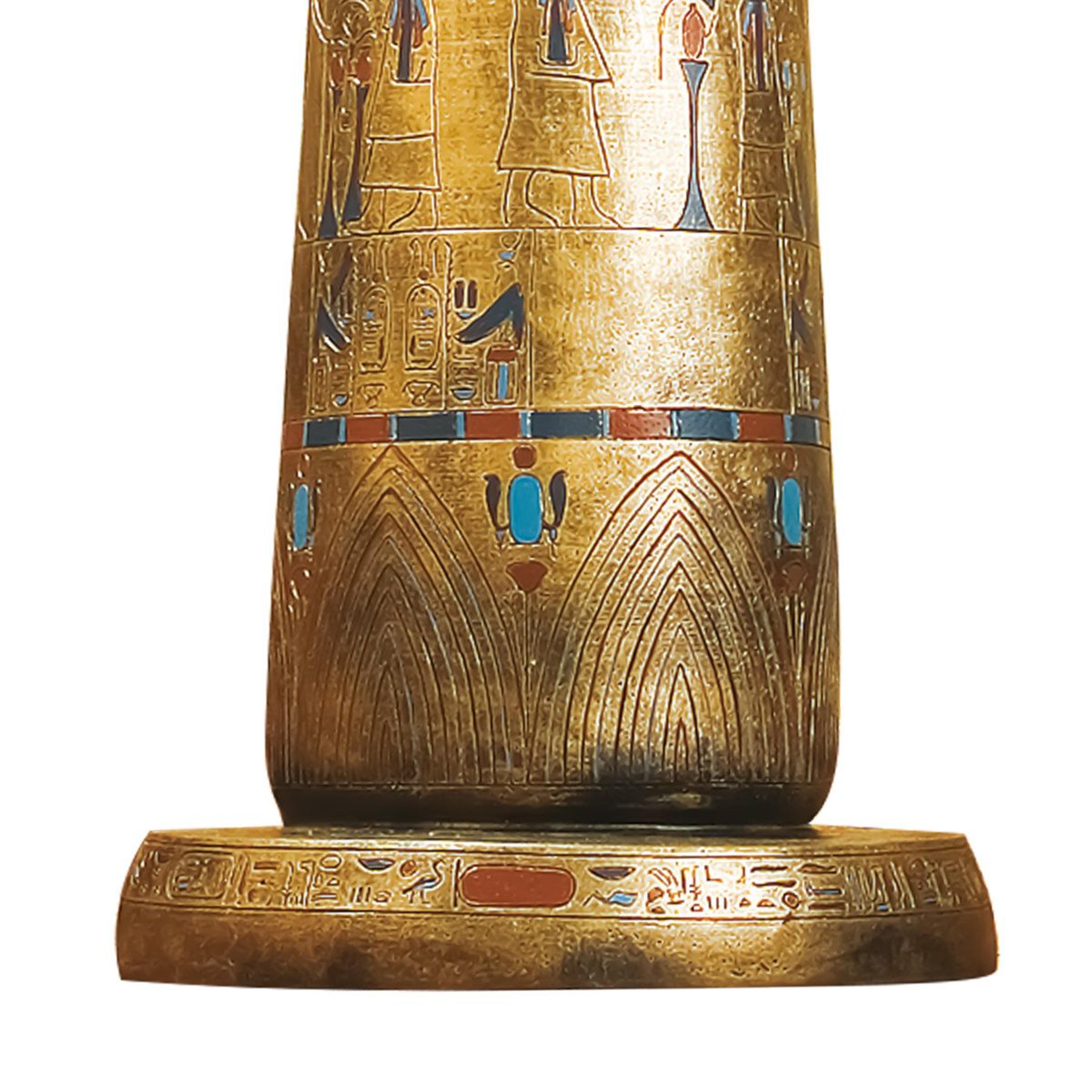Egyptian Sculptural Column Decorative Pedestal With Lotus And Hieroglyphic Details 3