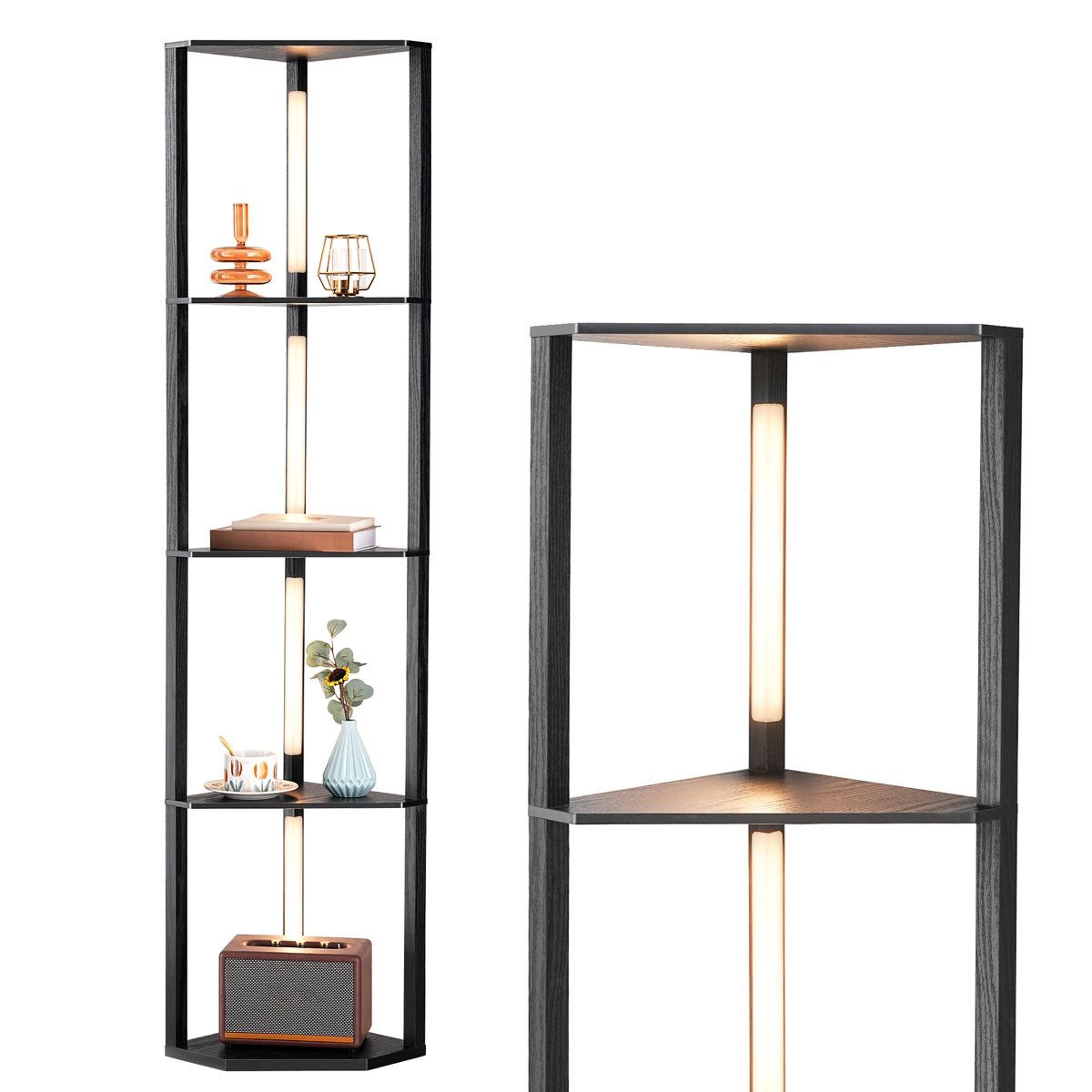 carrye led corner floor lamp with shelves dimmable modern standing light