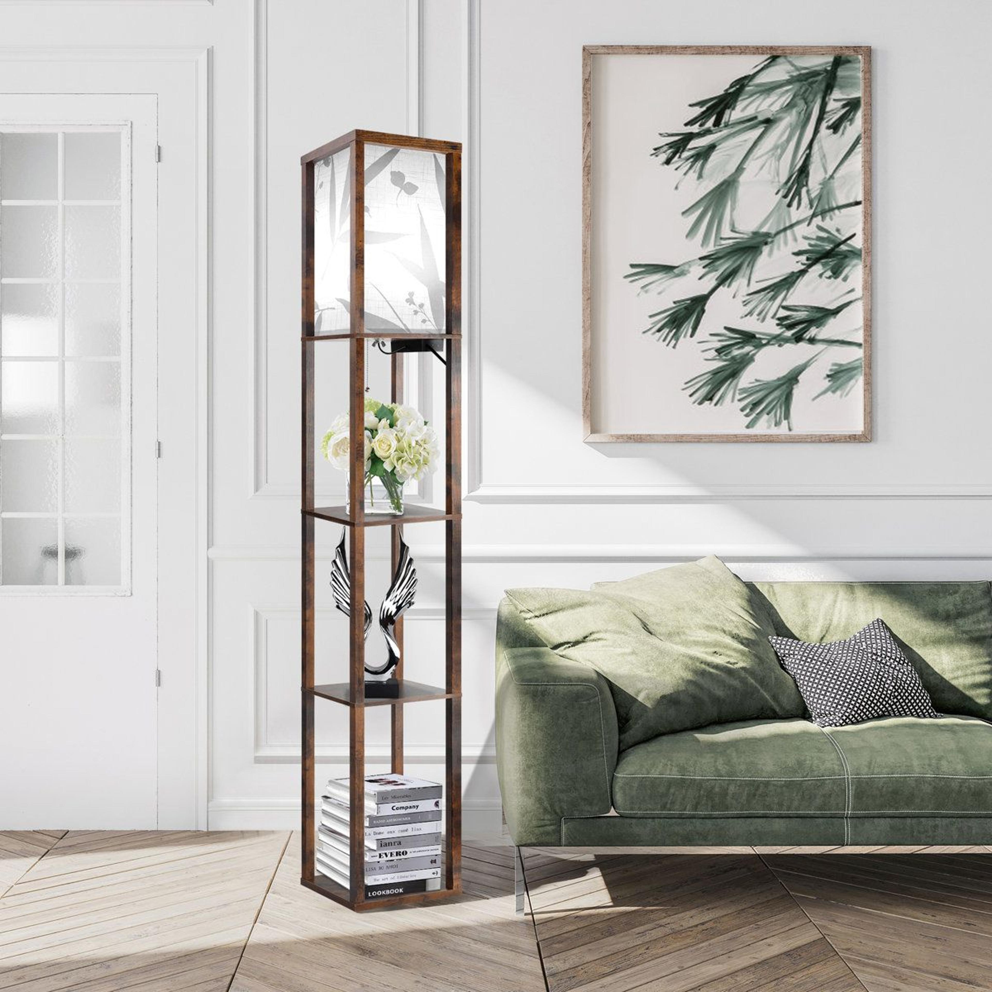 jarold 63.7" dimmable floor lamp with shelves usb charging and remote