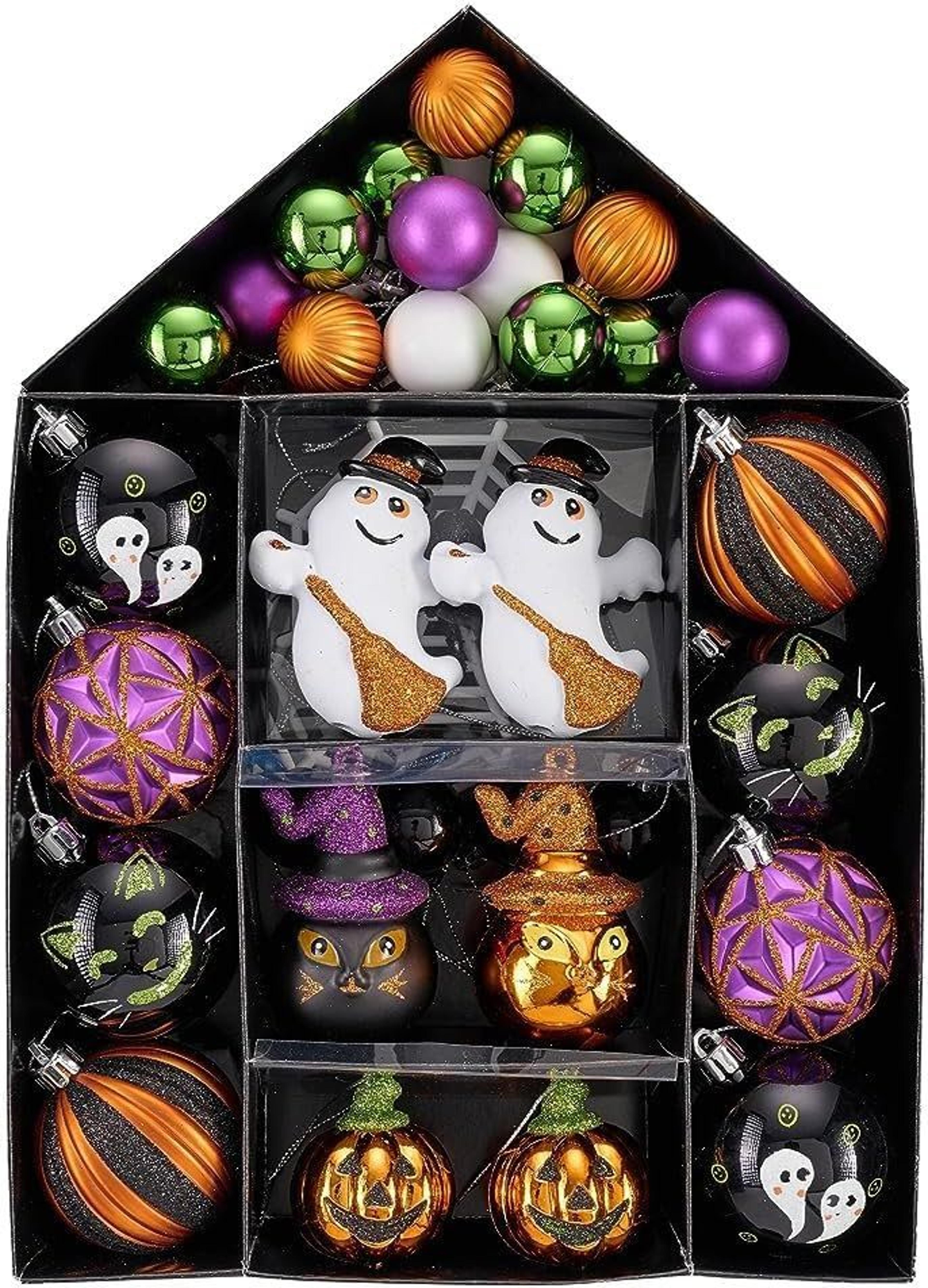 40 piece halloween ornaments set shatterproof ghost cat pumpkin tree decorations
