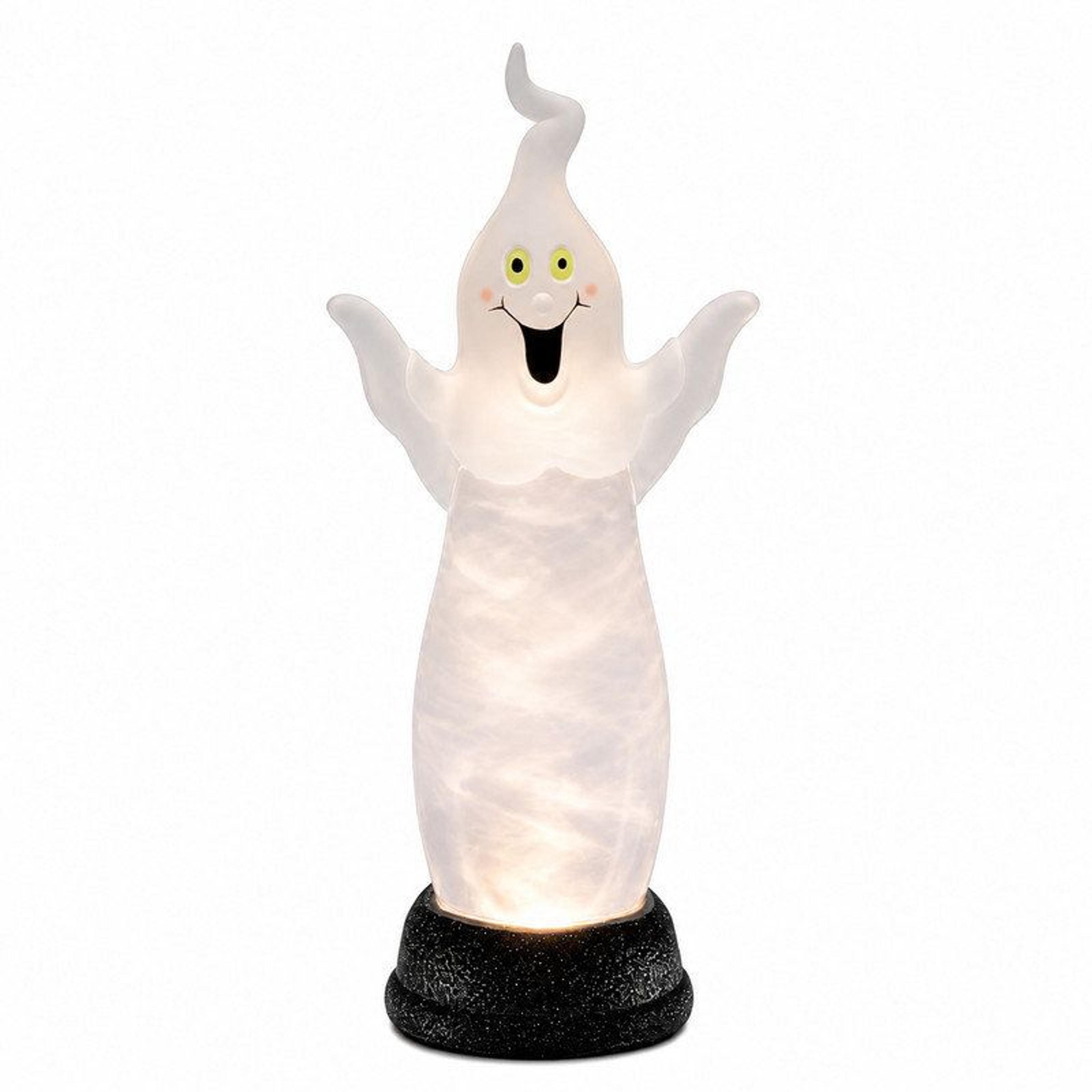 13.5"h acrylic ghost halloween decor with led lights and spinning smoke