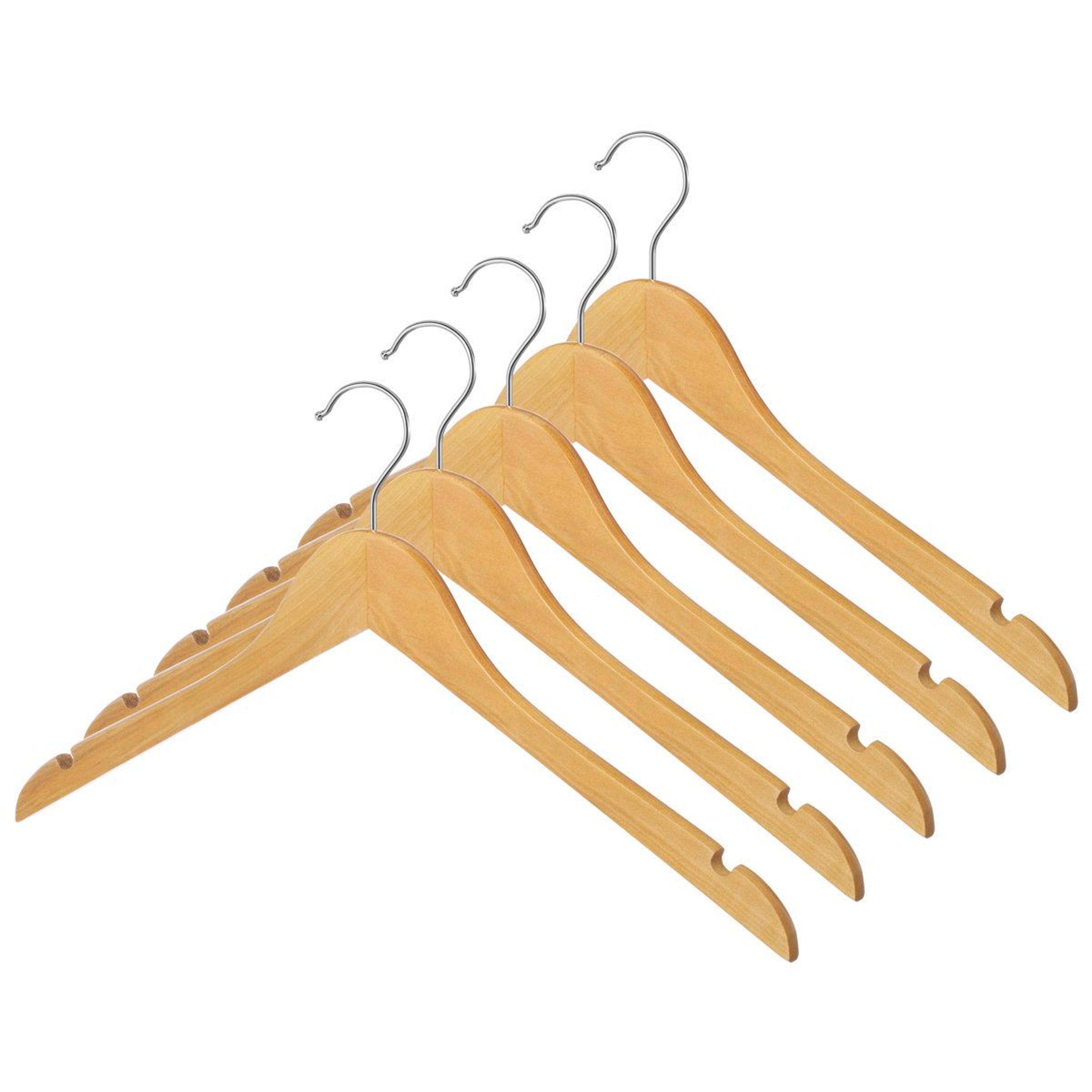 Solid Wood Standard Hangers With 360 Degree Swivel Hooks Set Of 5 1