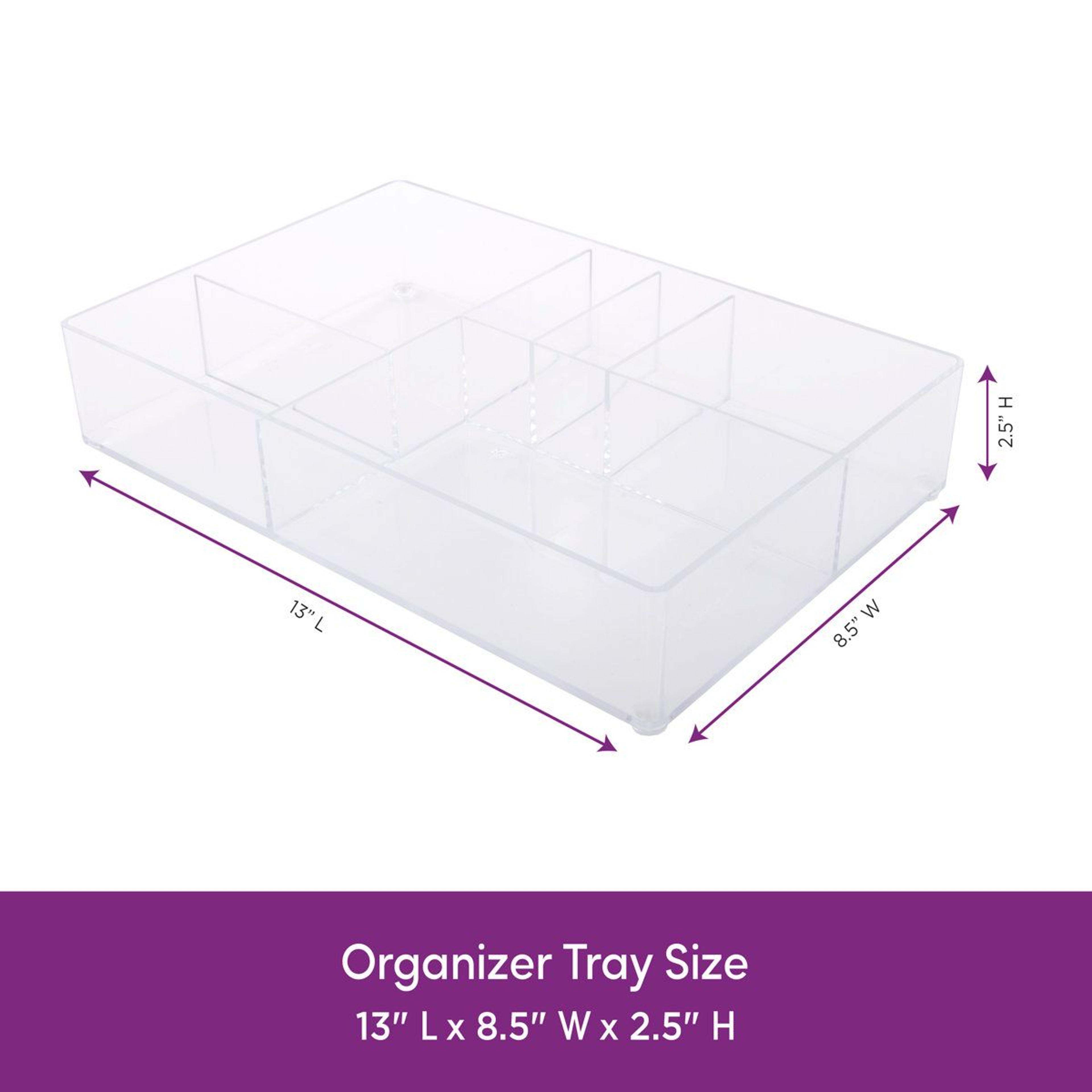 6 Compartment Clear Acrylic Organizer Tray With Non Skid Feet 2