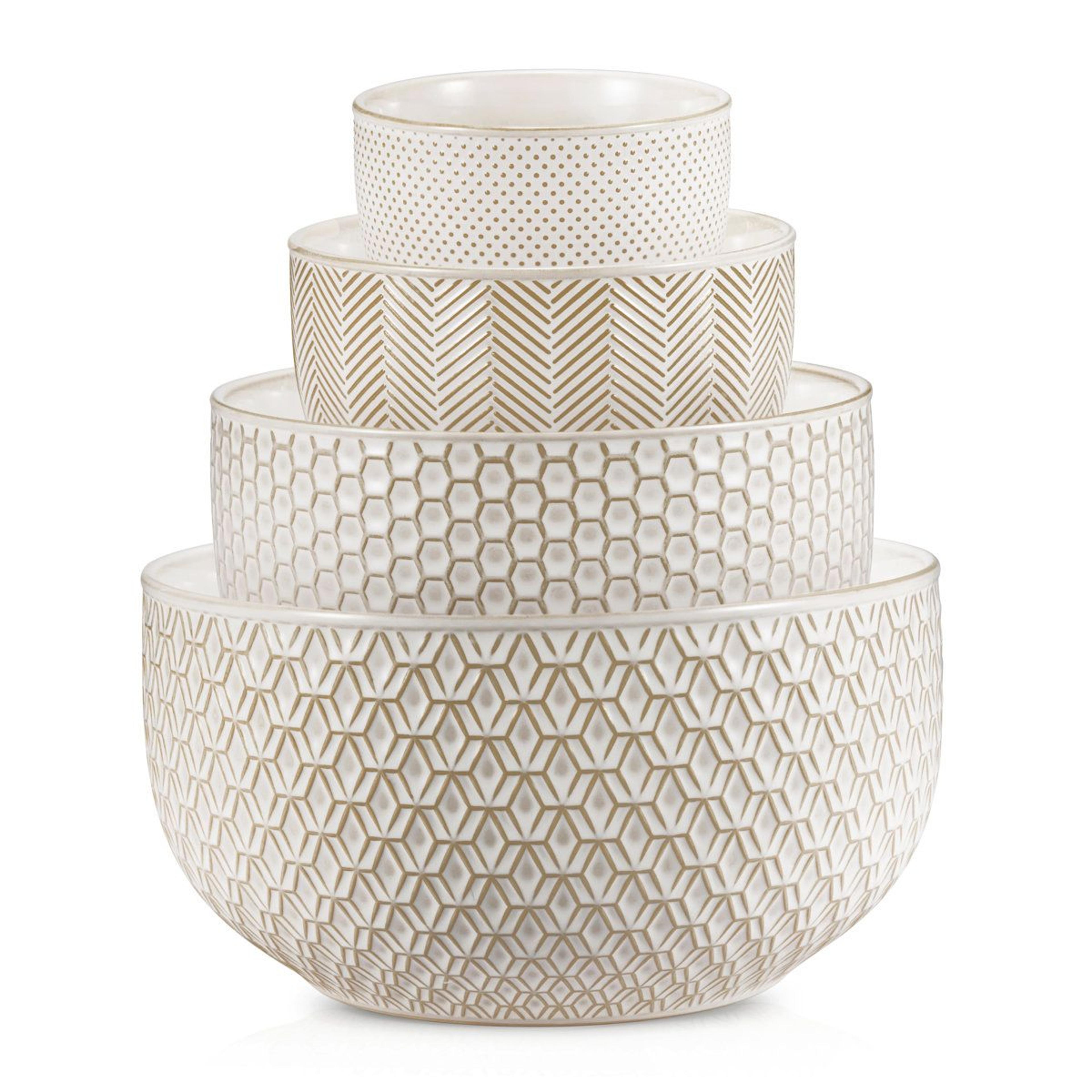 stoneware nesting mixing bowl set with 20 44 98 and 145 oz capacities