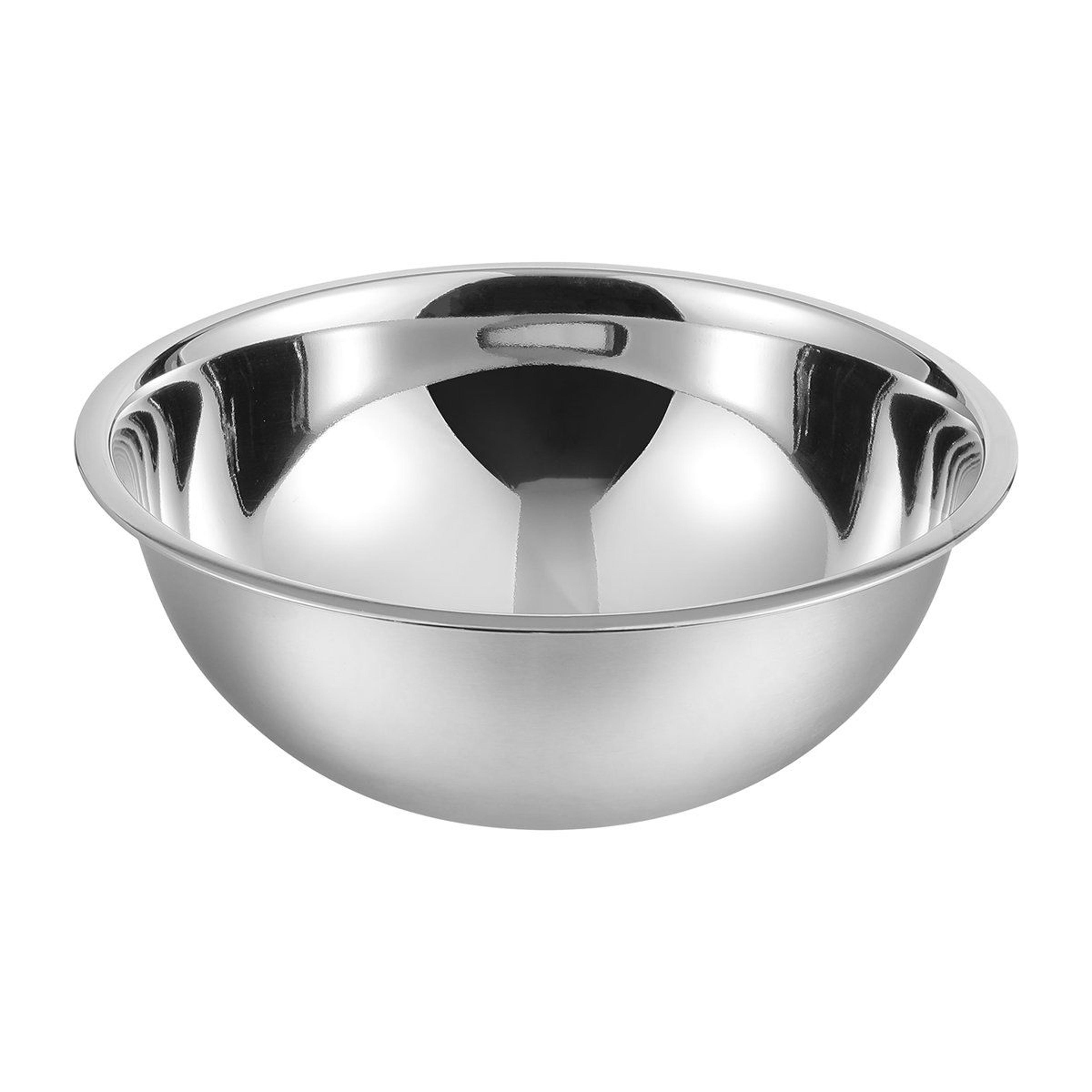 8 quart stainless steel mixing bowl with flat base and rolled edge
