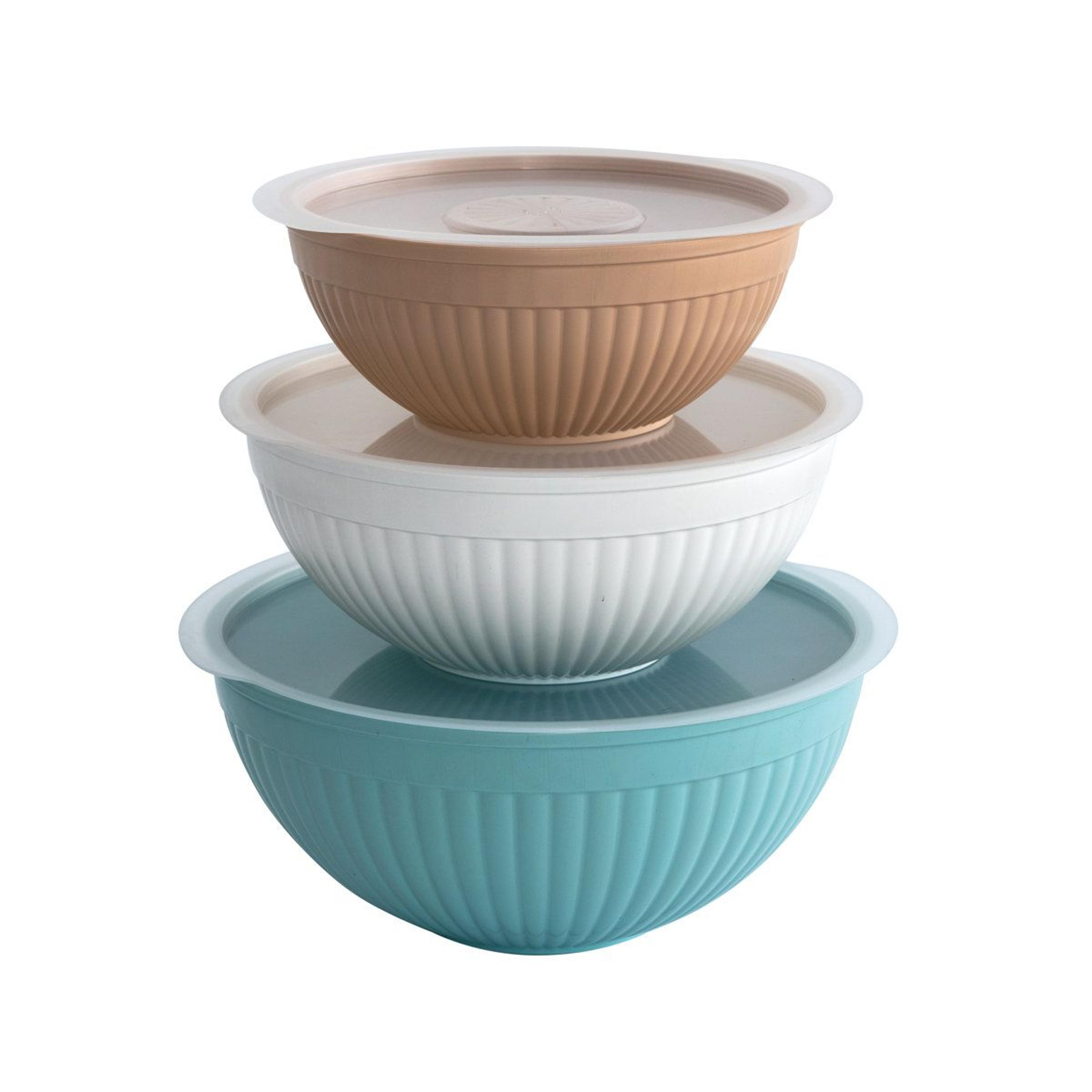 6-piece covered mixing bowl set with lids microwave safe bpa-free plastic