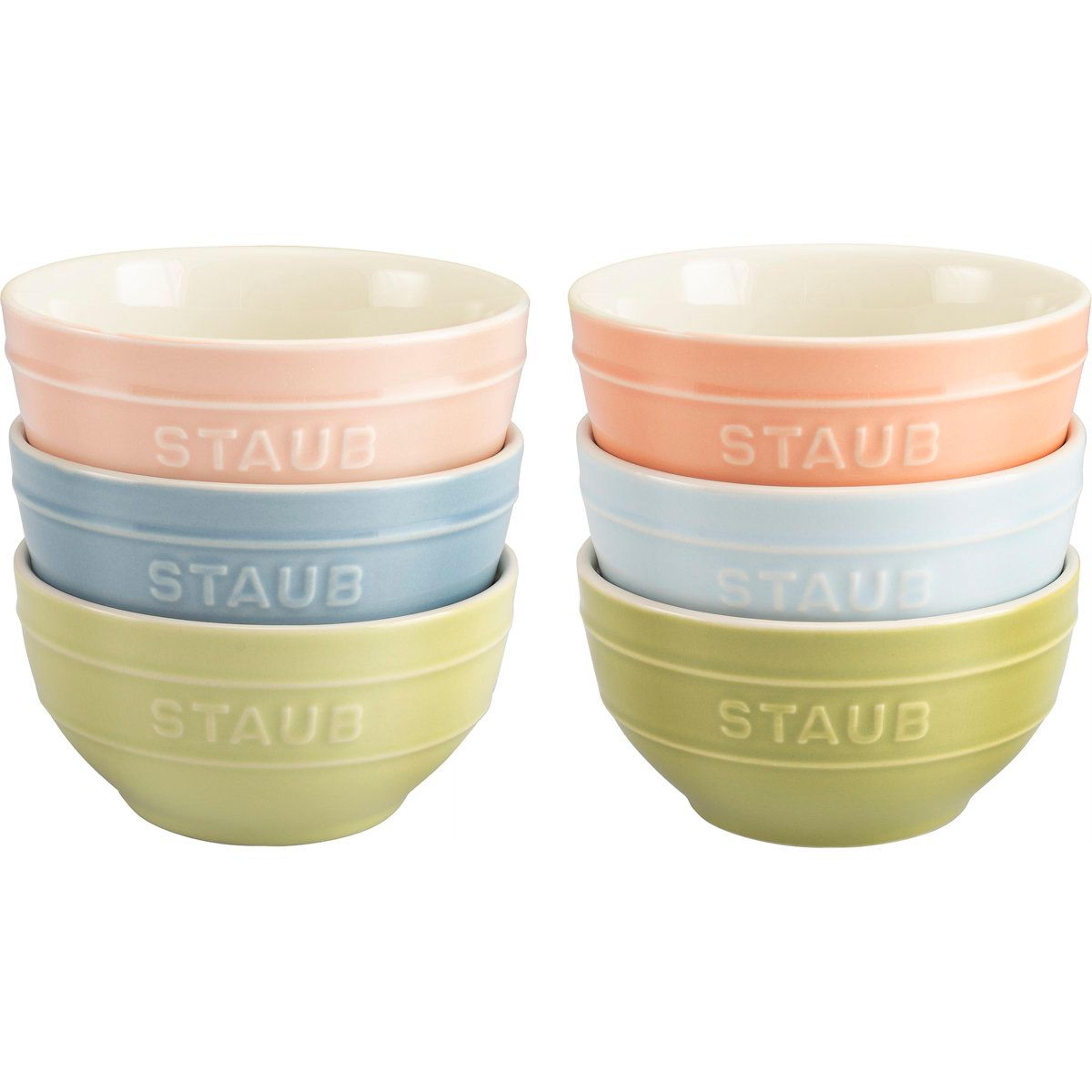 6 piece ceramic bowl set pastel colors stackable 13.5 fl oz bowls