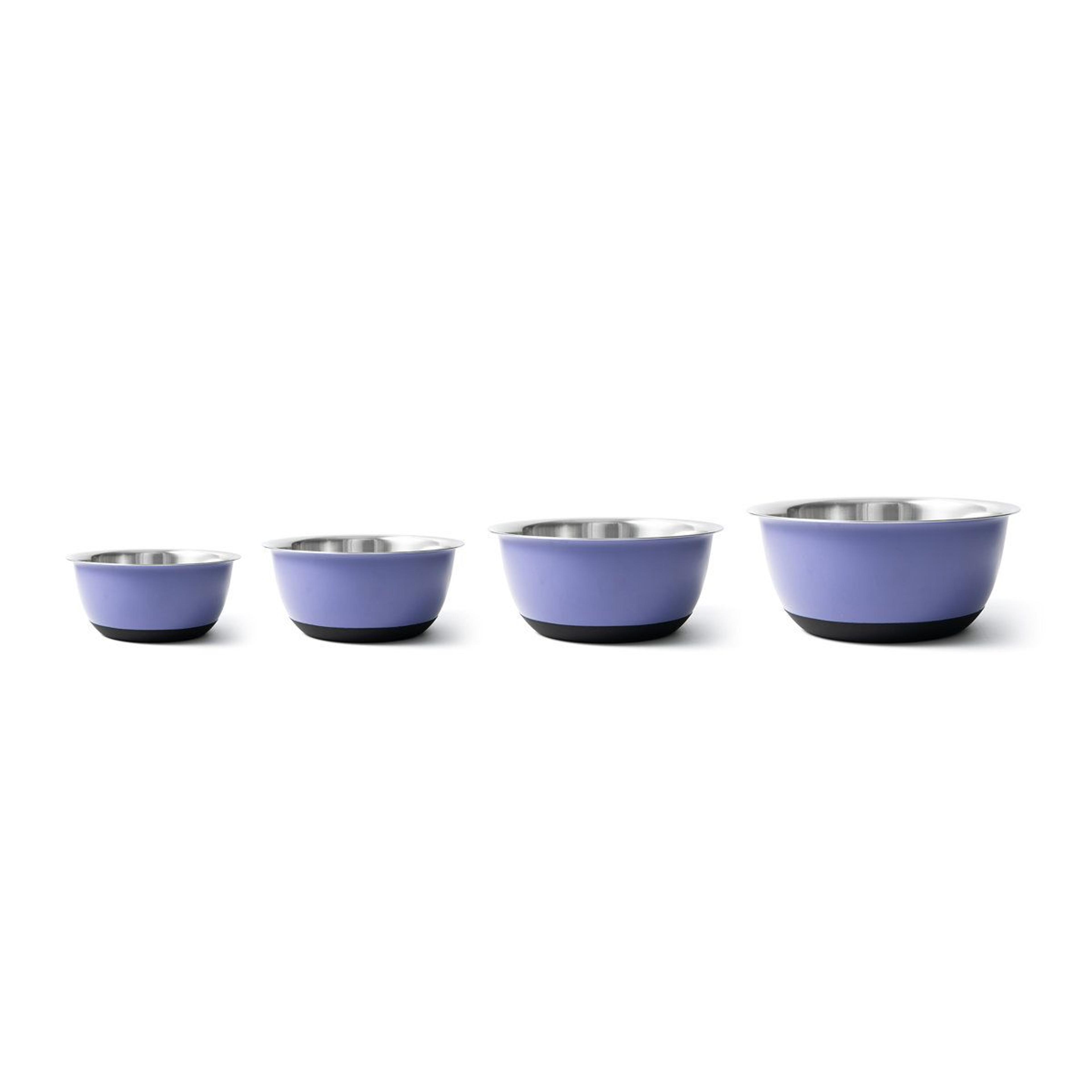 purple stainless steel mixing bowl 4.25 quart with non-skid base