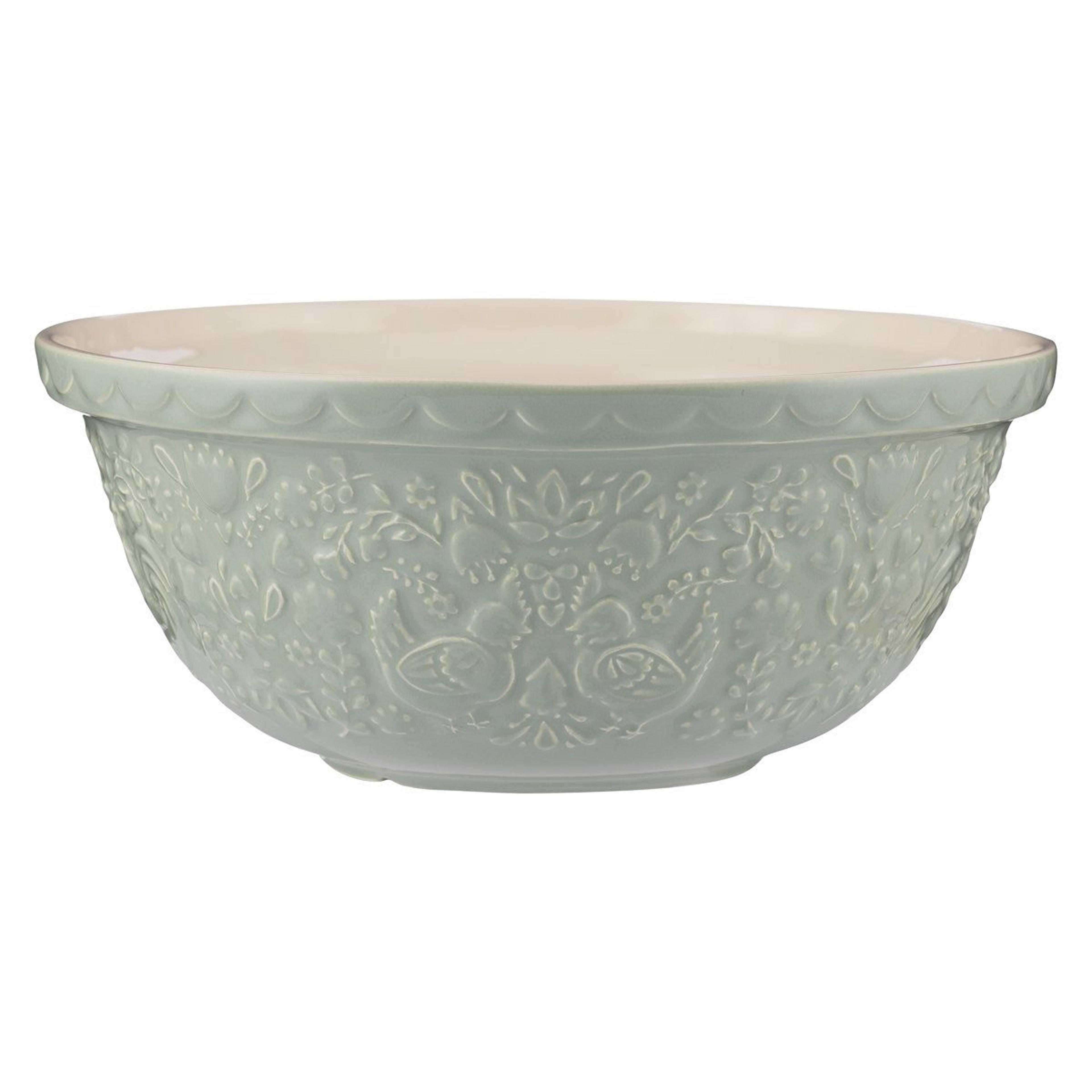11.75 in stoneware mixing bowl with floral pattern and 4.25 qt capacity