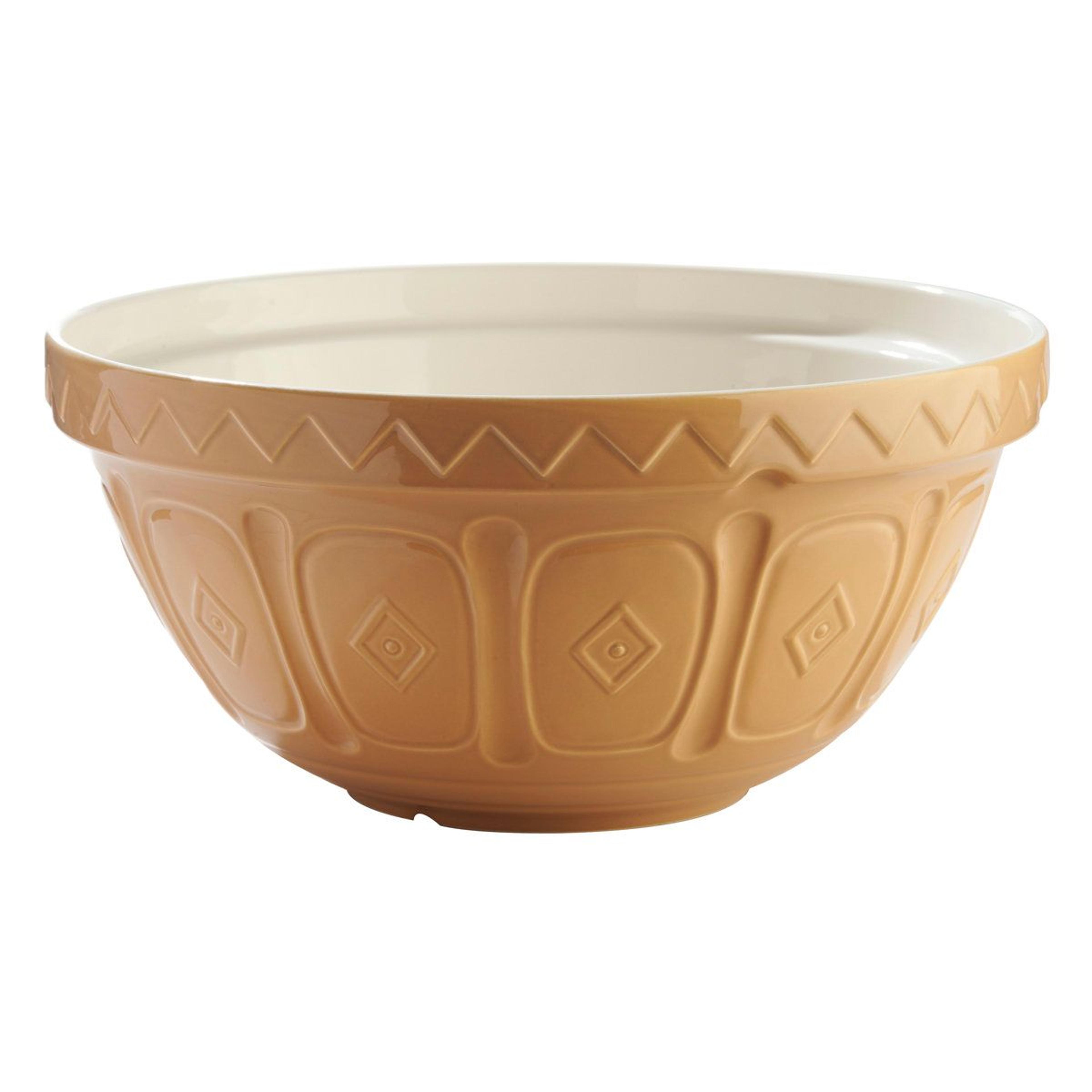 13.78 in earthenware mixing bowl for bread dough with shallow design