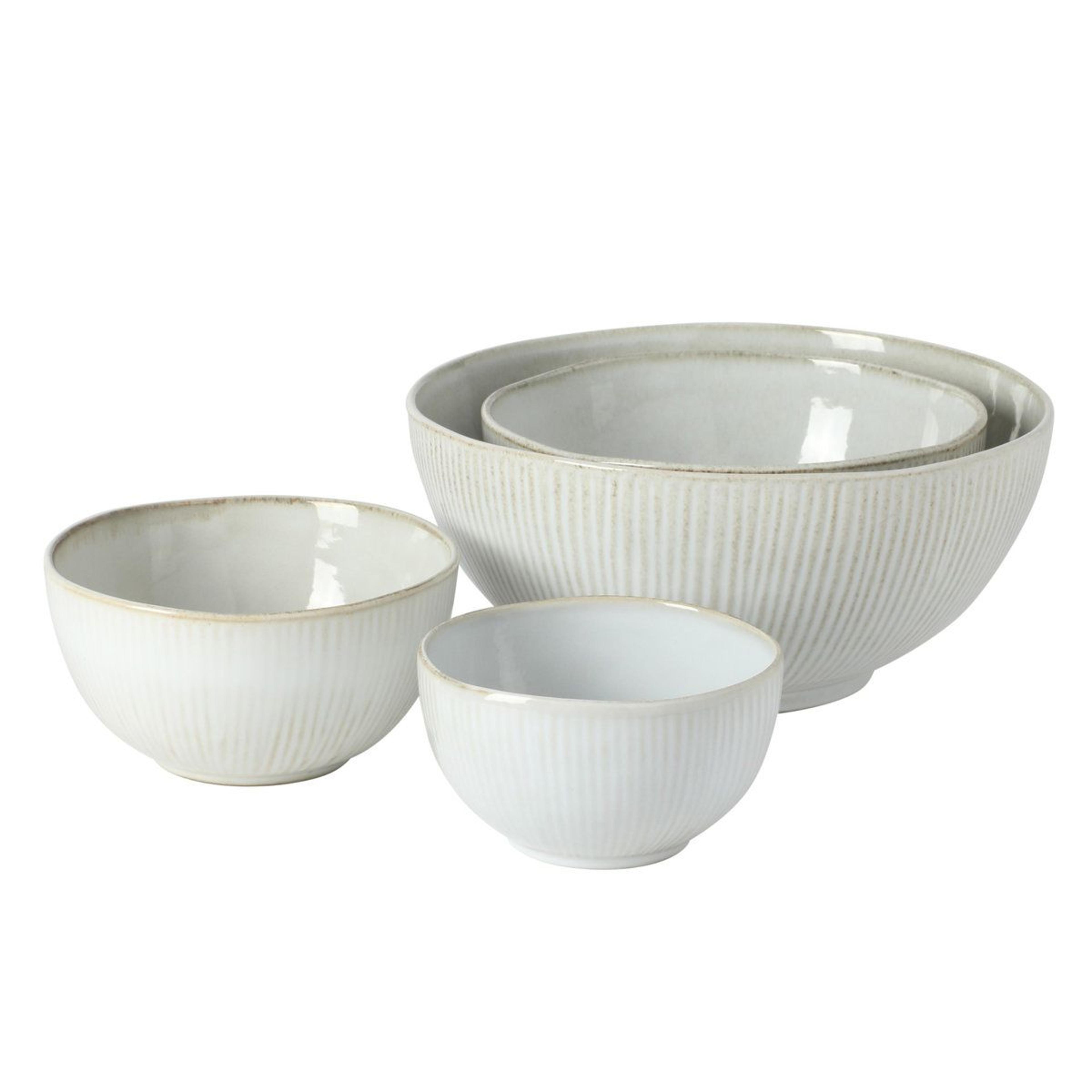 4-piece stoneware nesting bowl set with reactive glaze