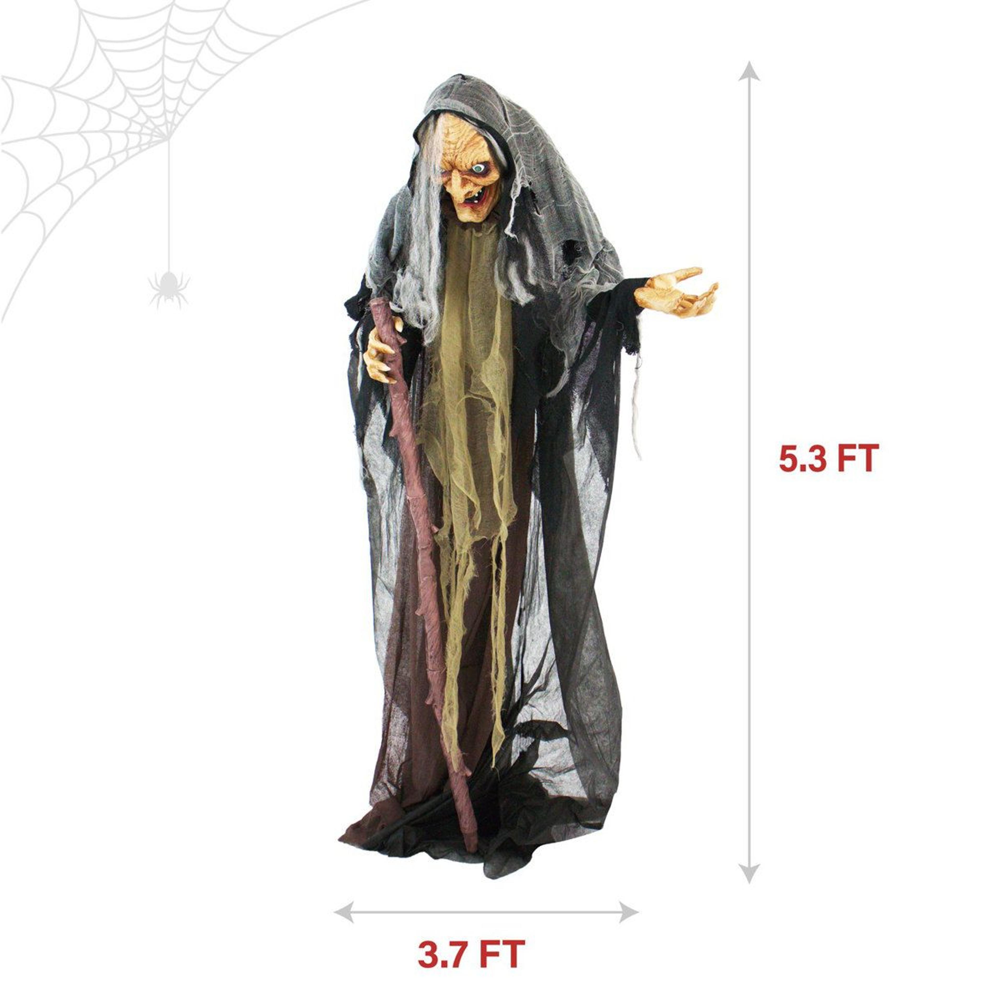 53 Ft Animatronic Haunted Witch Display With LED Eyes And Sound 3