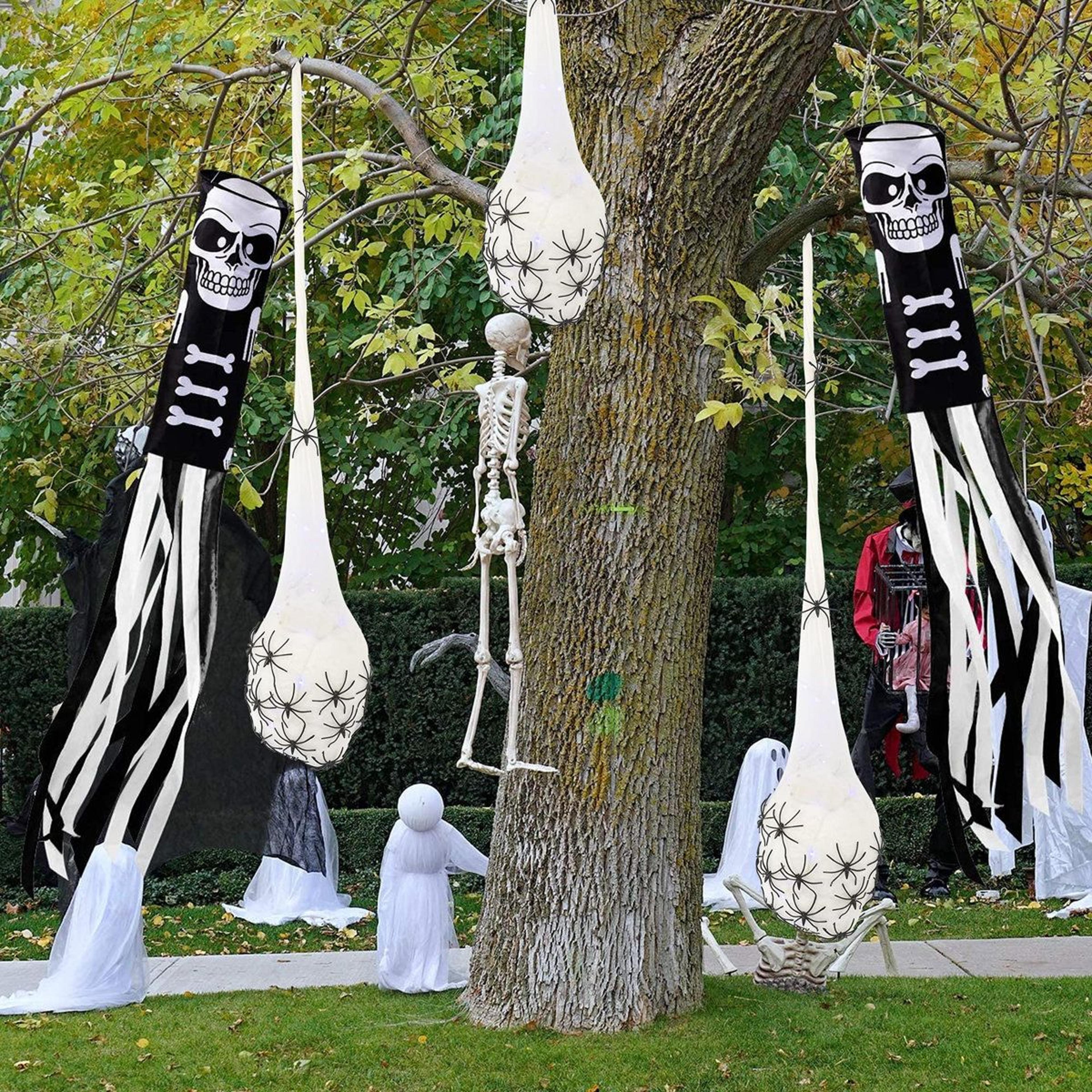 Purple LED Hanging Spider Egg Sac Halloween Decorations 3 Pack 32 FT 1