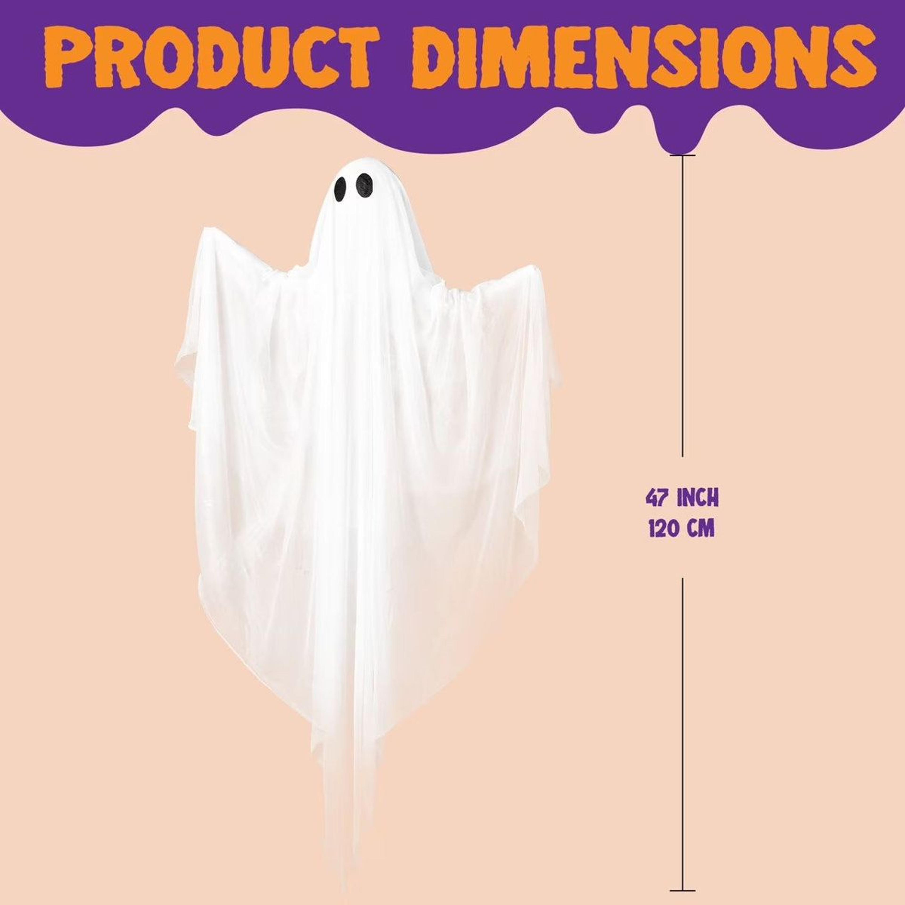 47 Inch Halloween Hanging Ghost With Warm White LED Light 3