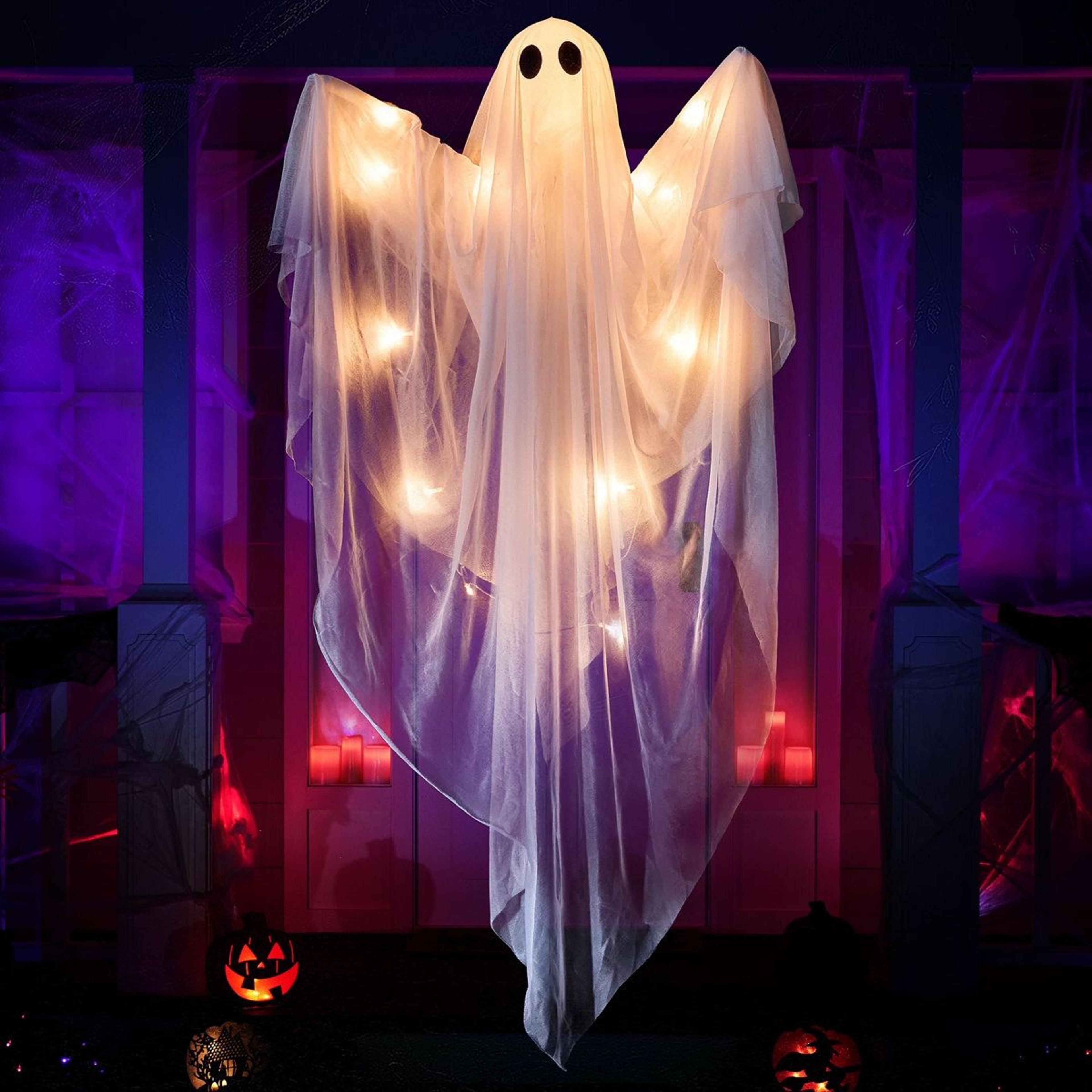 47 Inch Halloween Hanging Ghost With Warm White LED Light 4