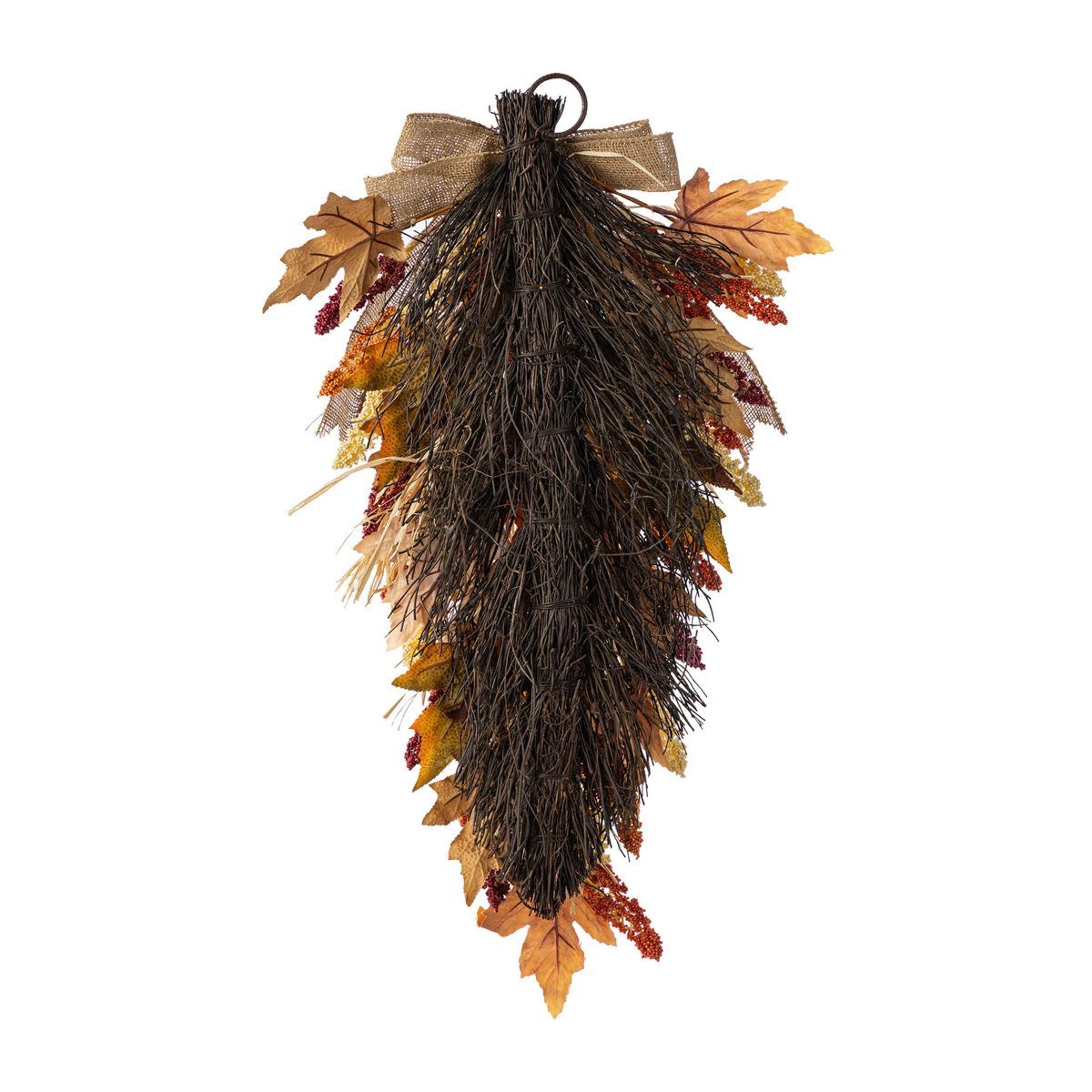 28 Inch MultiColored Sorghum Teardrop Fall Floral Swag 5