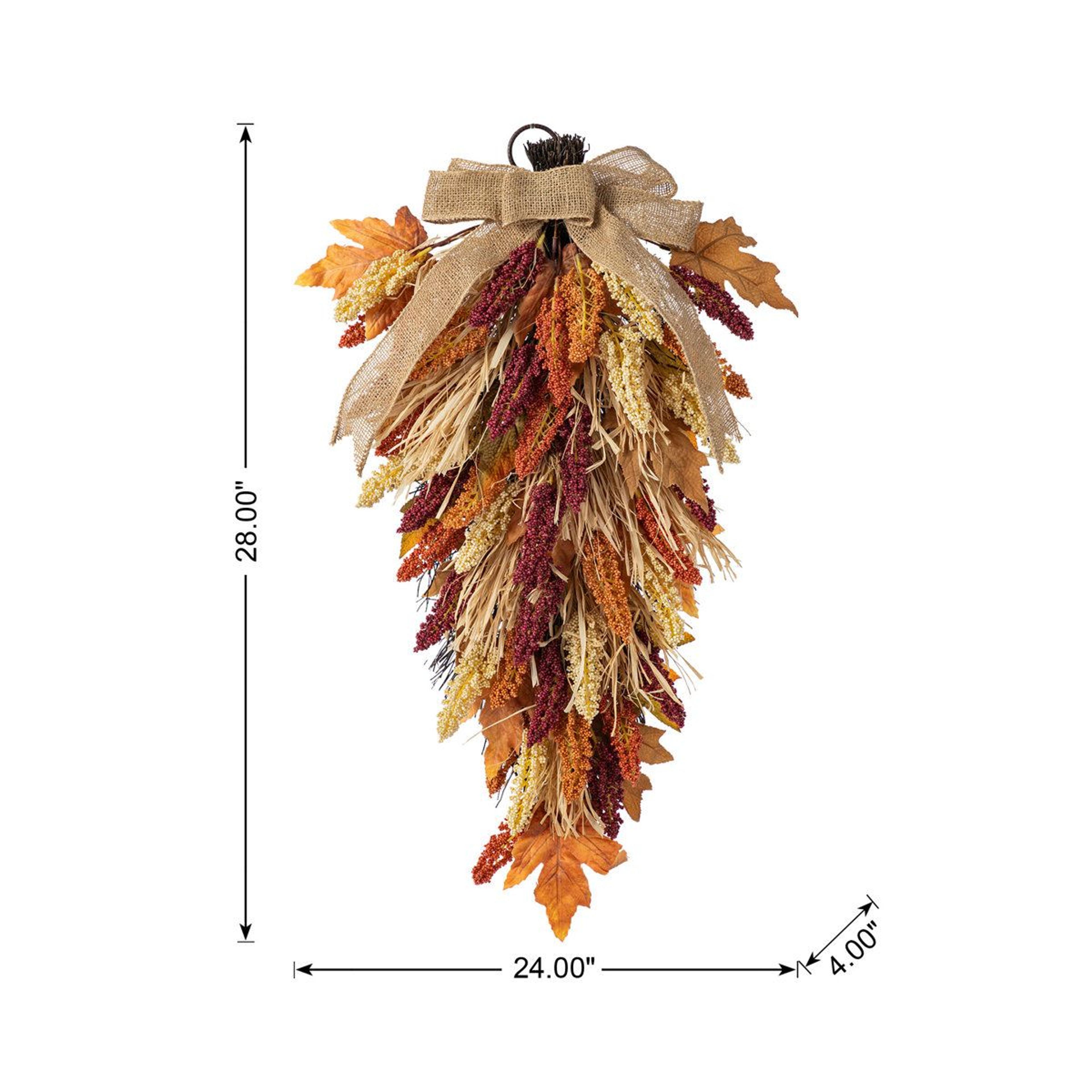 28 Inch MultiColored Sorghum Teardrop Fall Floral Swag 3