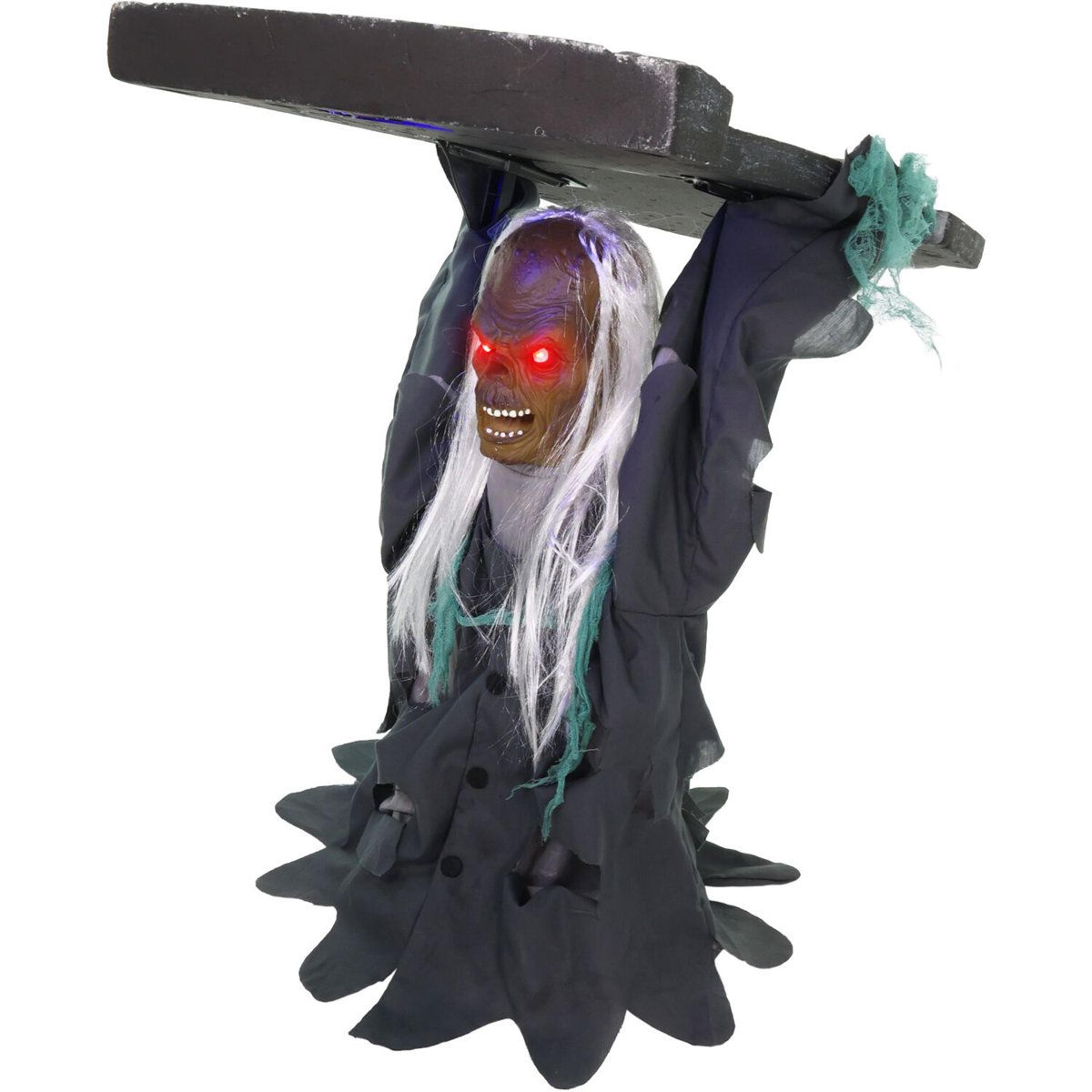 Sound Activated Zombie Tombstone Lifter Animatronic With LED Eyes 1