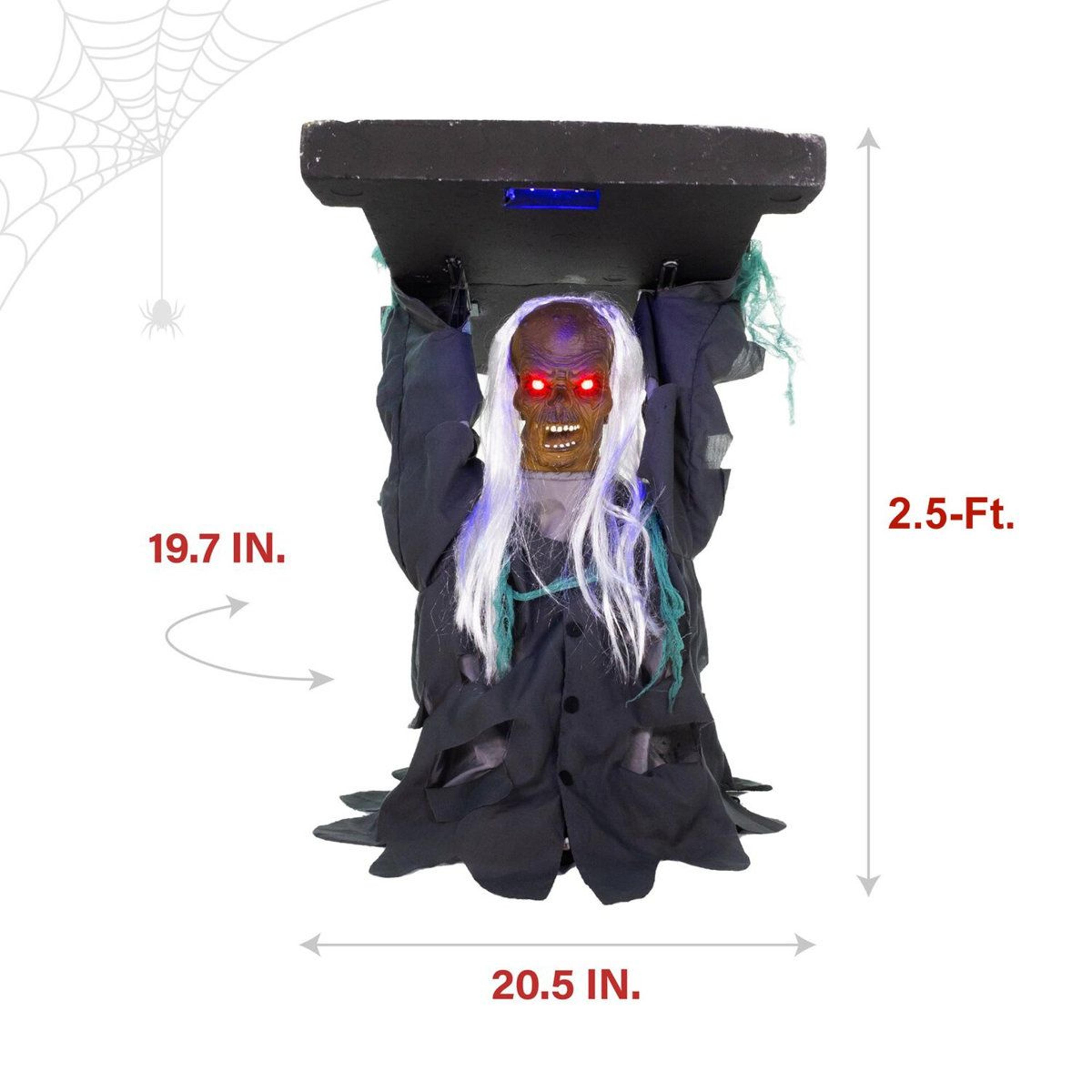 Sound Activated Zombie Tombstone Lifter Animatronic With LED Eyes 2