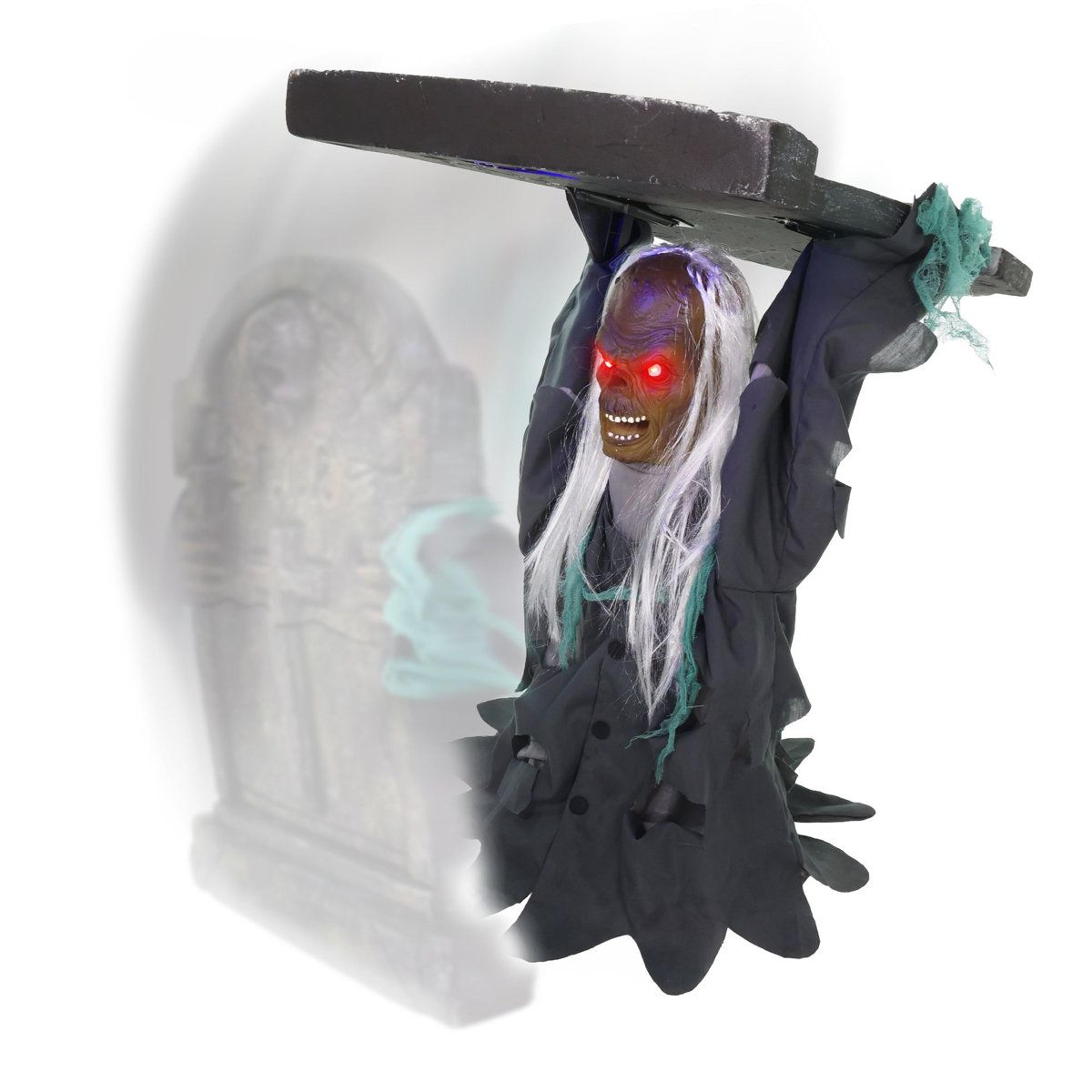 sound activated zombie tombstone lifter animatronic with led eyes