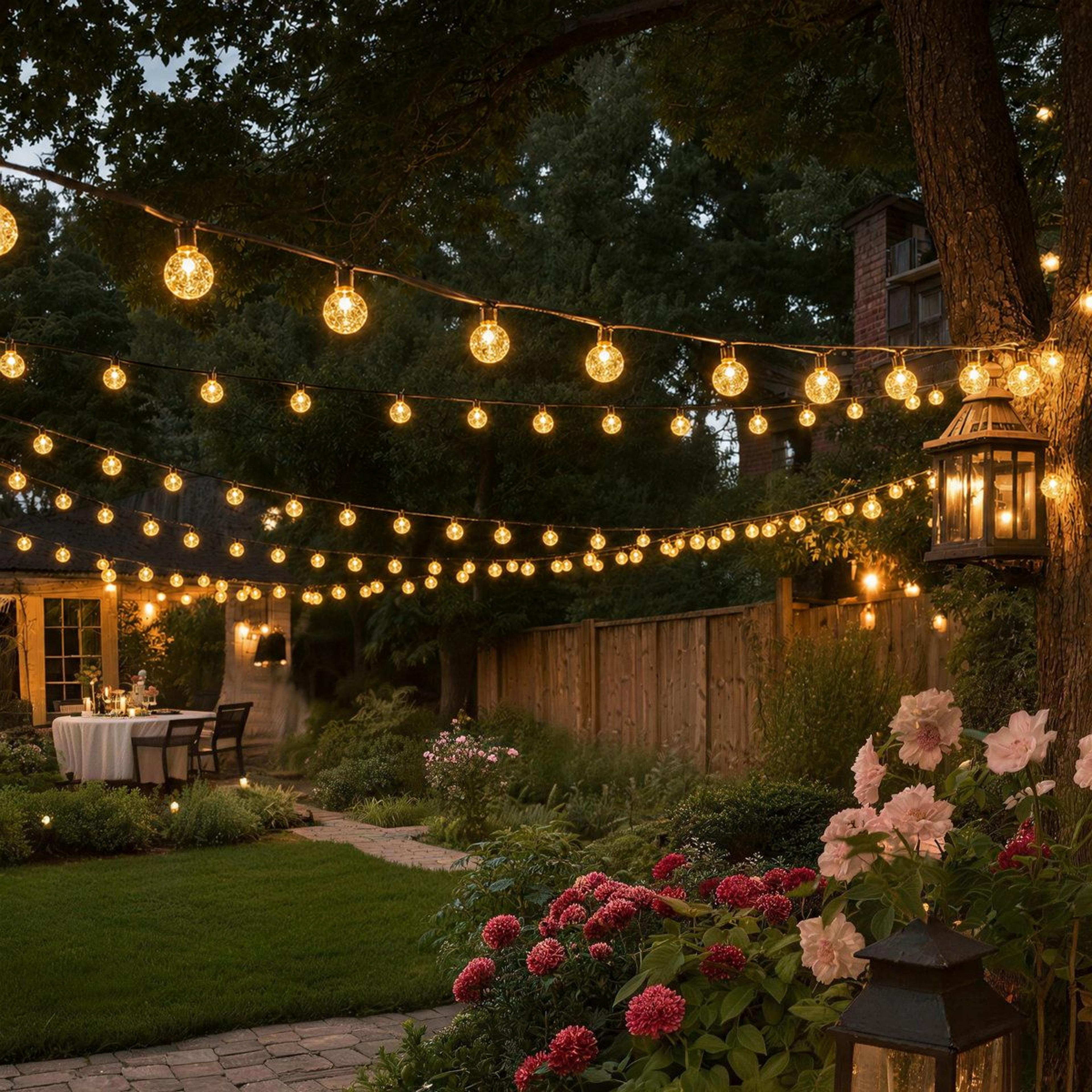36ft solar globe string lights with 60 warm white leds and 8 lighting modes