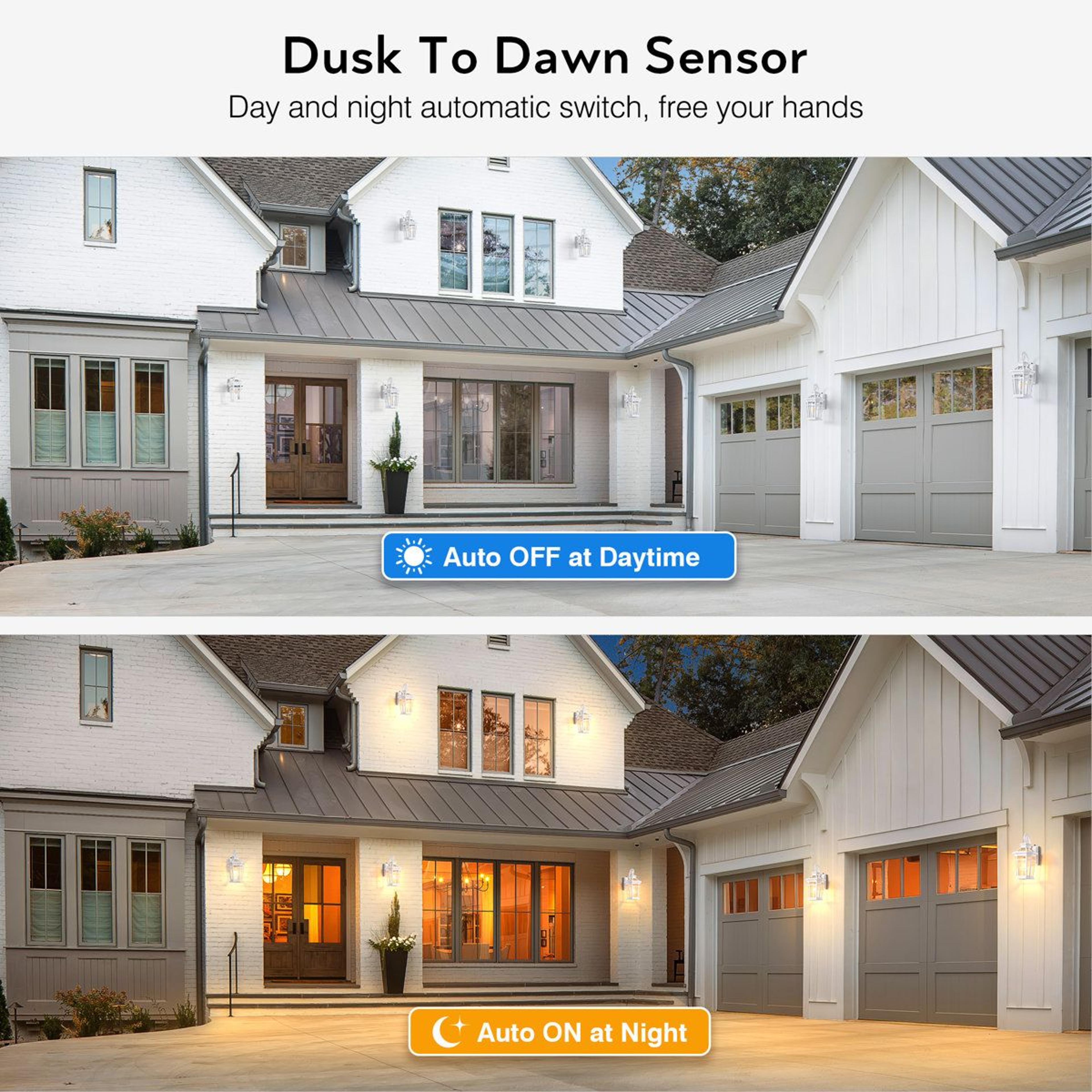 2 Pack Outdoor Wall Lanterns With Dusk To Dawn Sensor 1