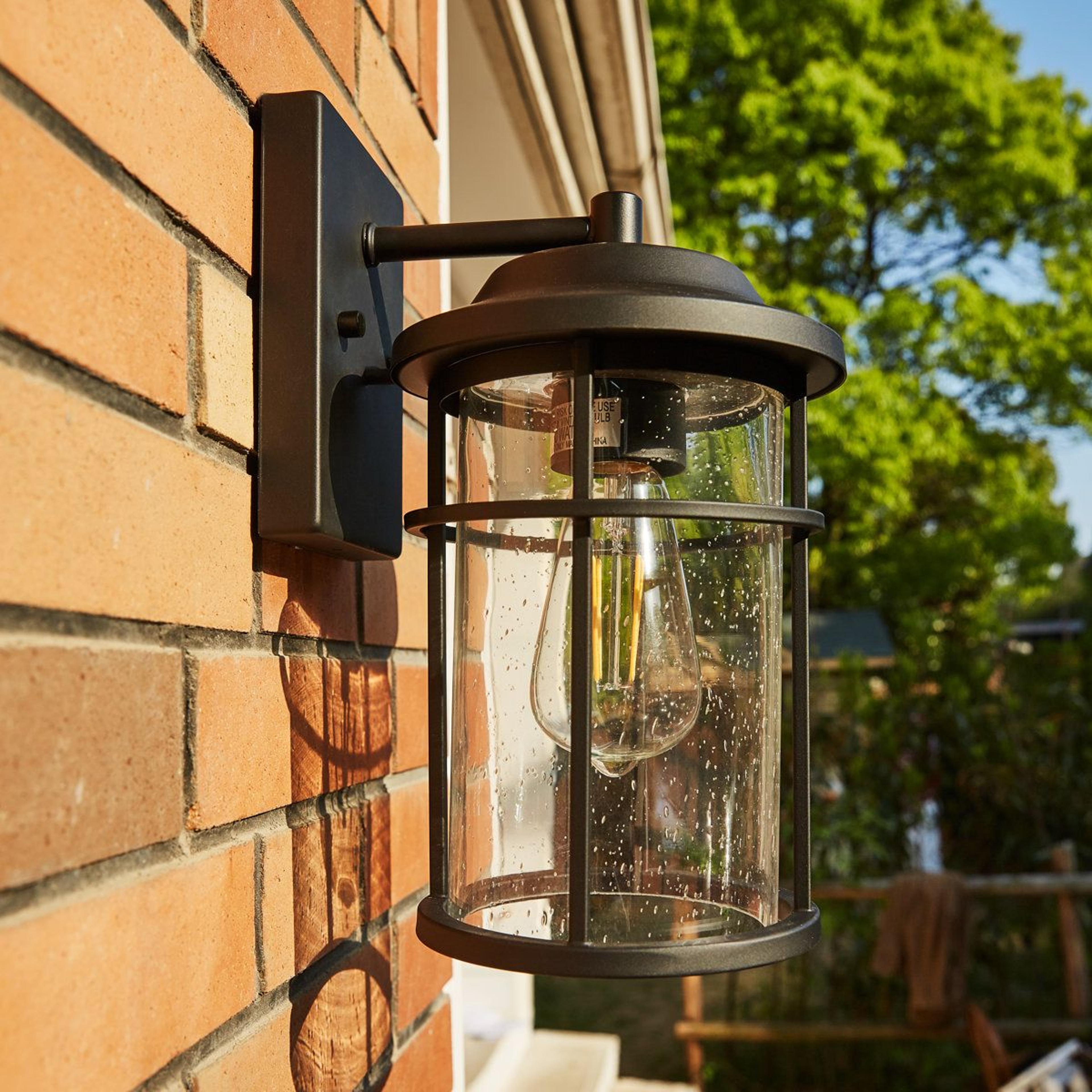 Outdoor Wall Lantern With Seeded Glass And Matte Black Finish 2