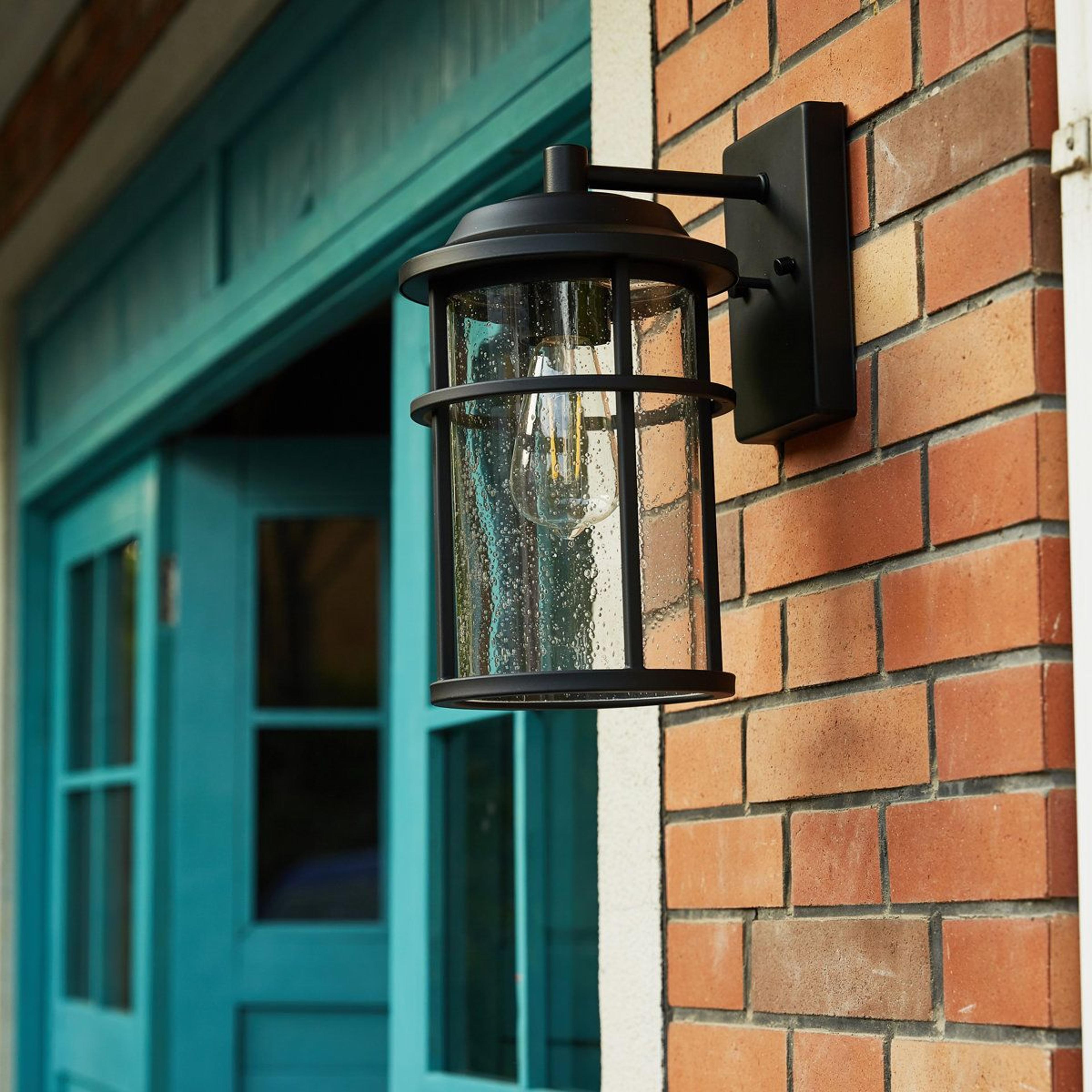 Outdoor Wall Lantern With Seeded Glass And Matte Black Finish 8