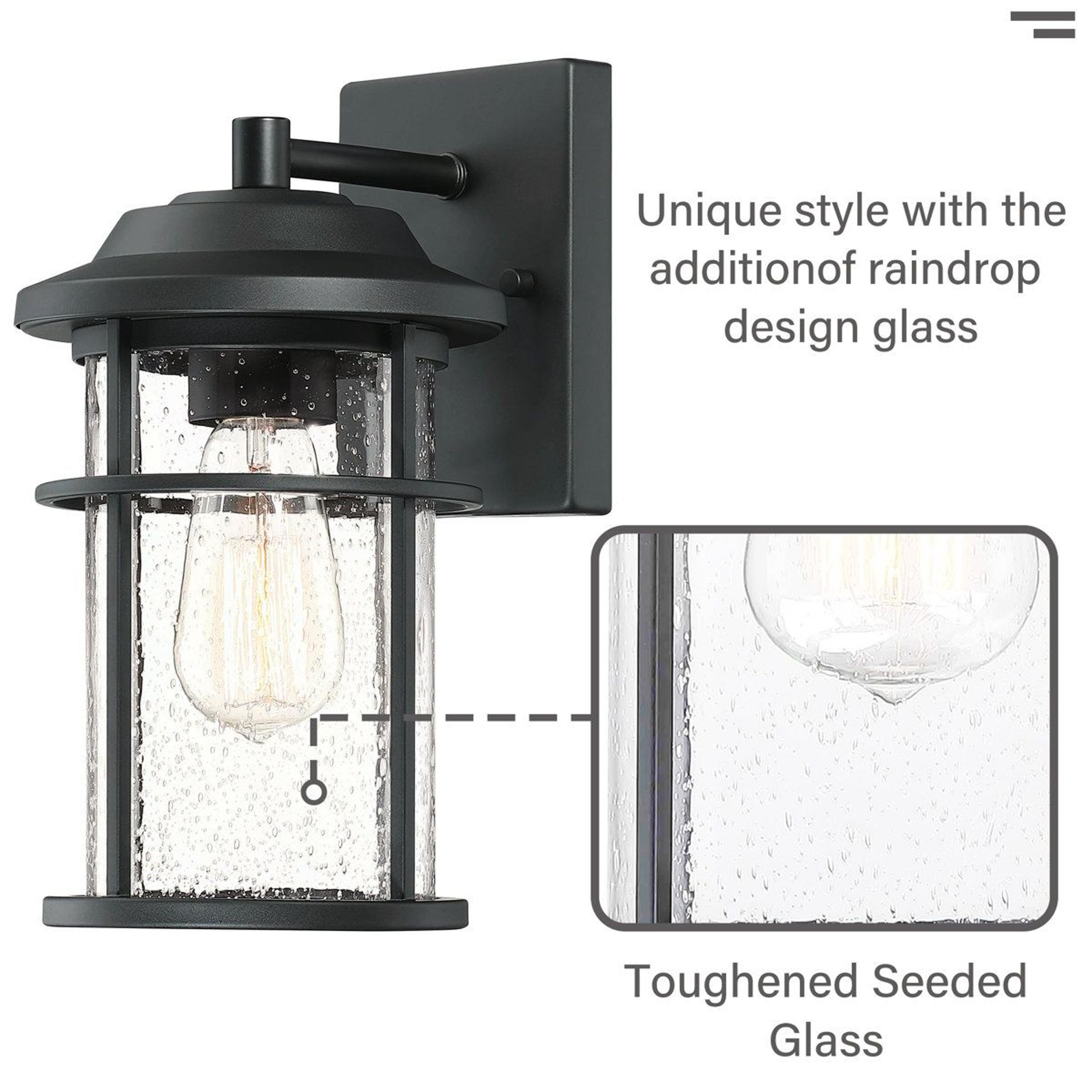 Outdoor Wall Lantern With Seeded Glass And Matte Black Finish 5