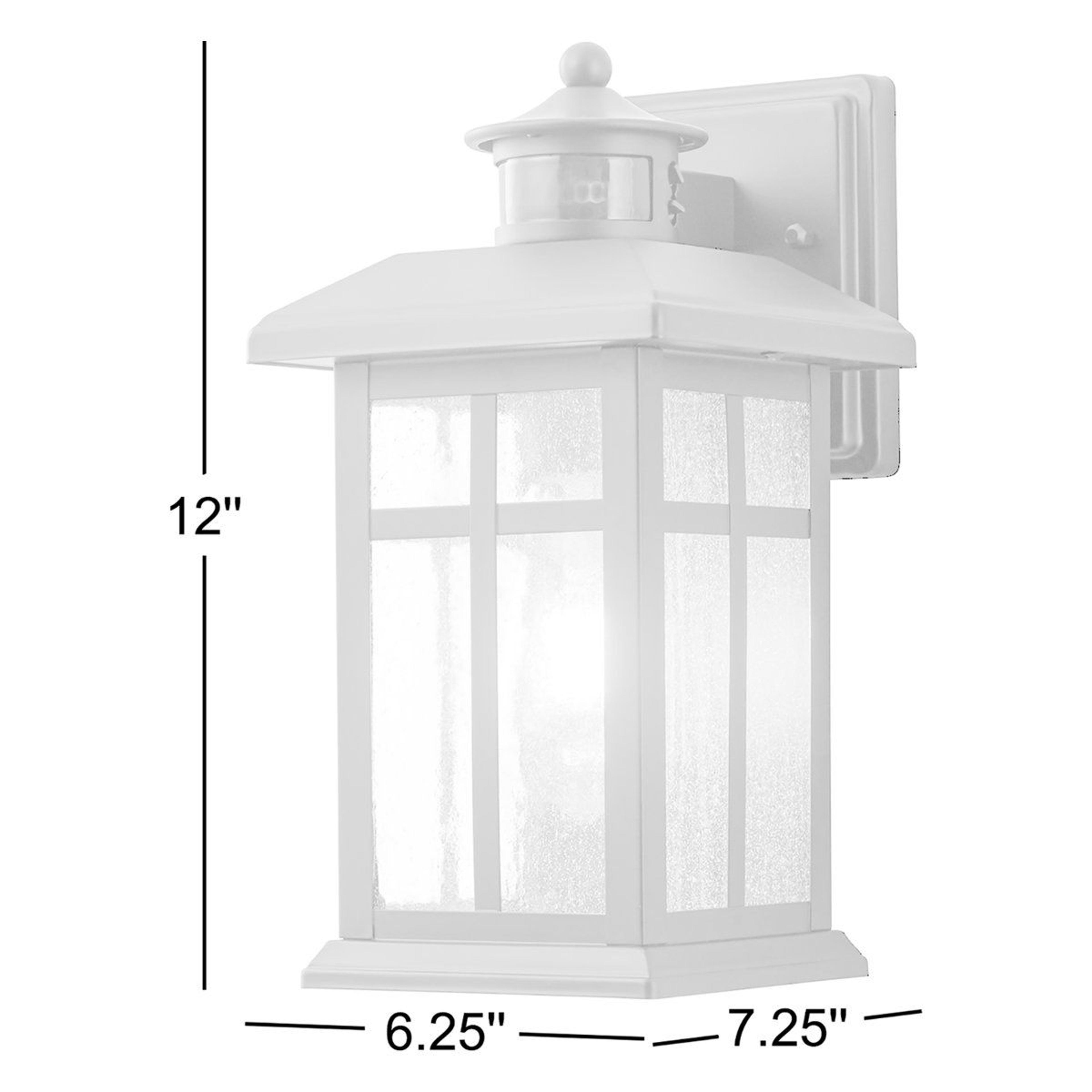 Motion Sensor Outdoor Wall Lanterns With Seeded Glass Set Of 2 2