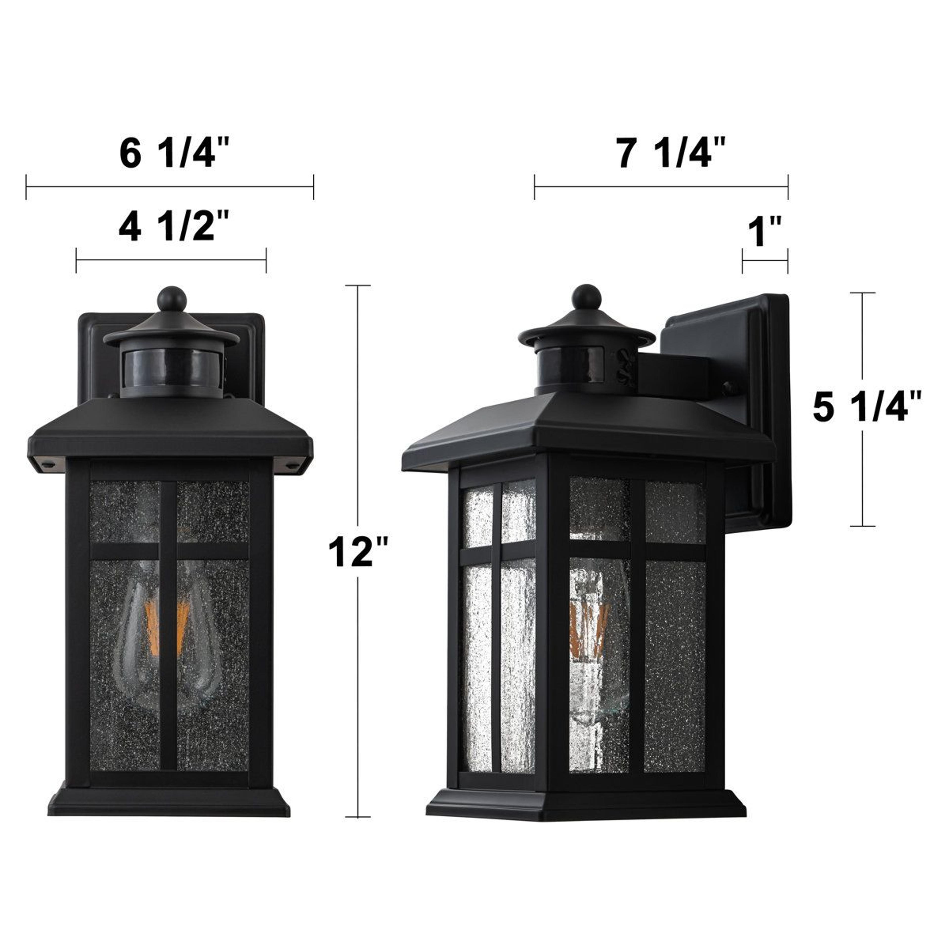 Motion Sensor Outdoor Wall Lanterns With Seeded Glass Set Of 2 3