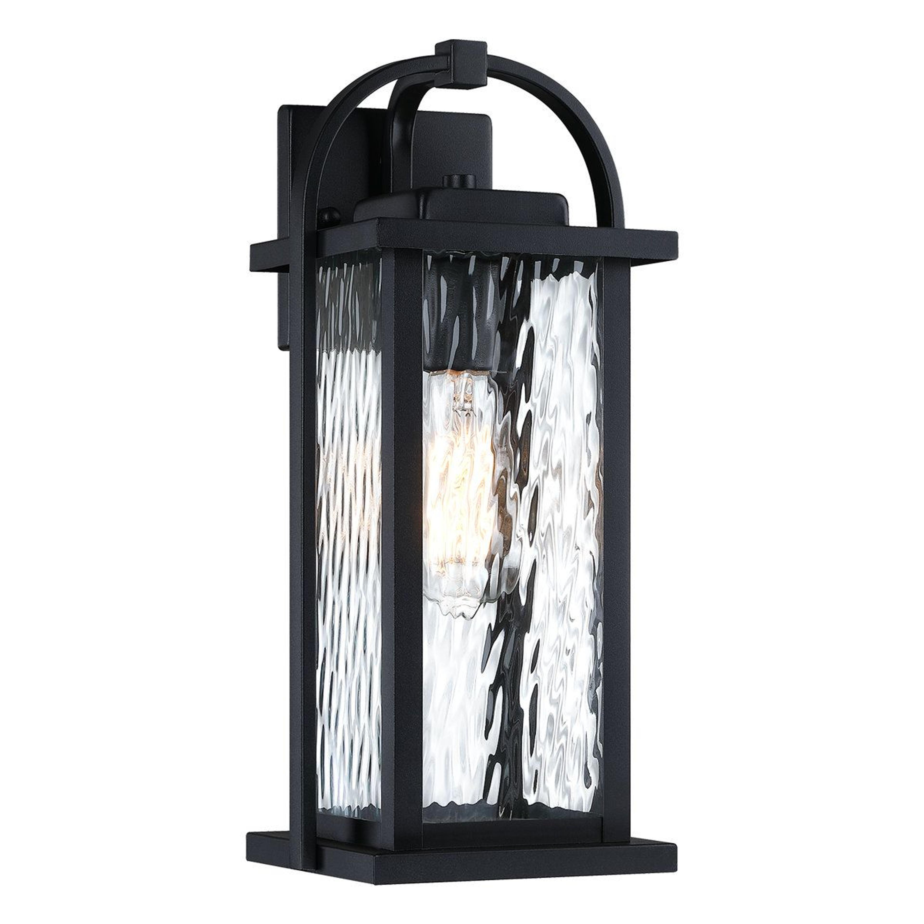 15.25-inch outdoor wall lantern with water-ripple glass