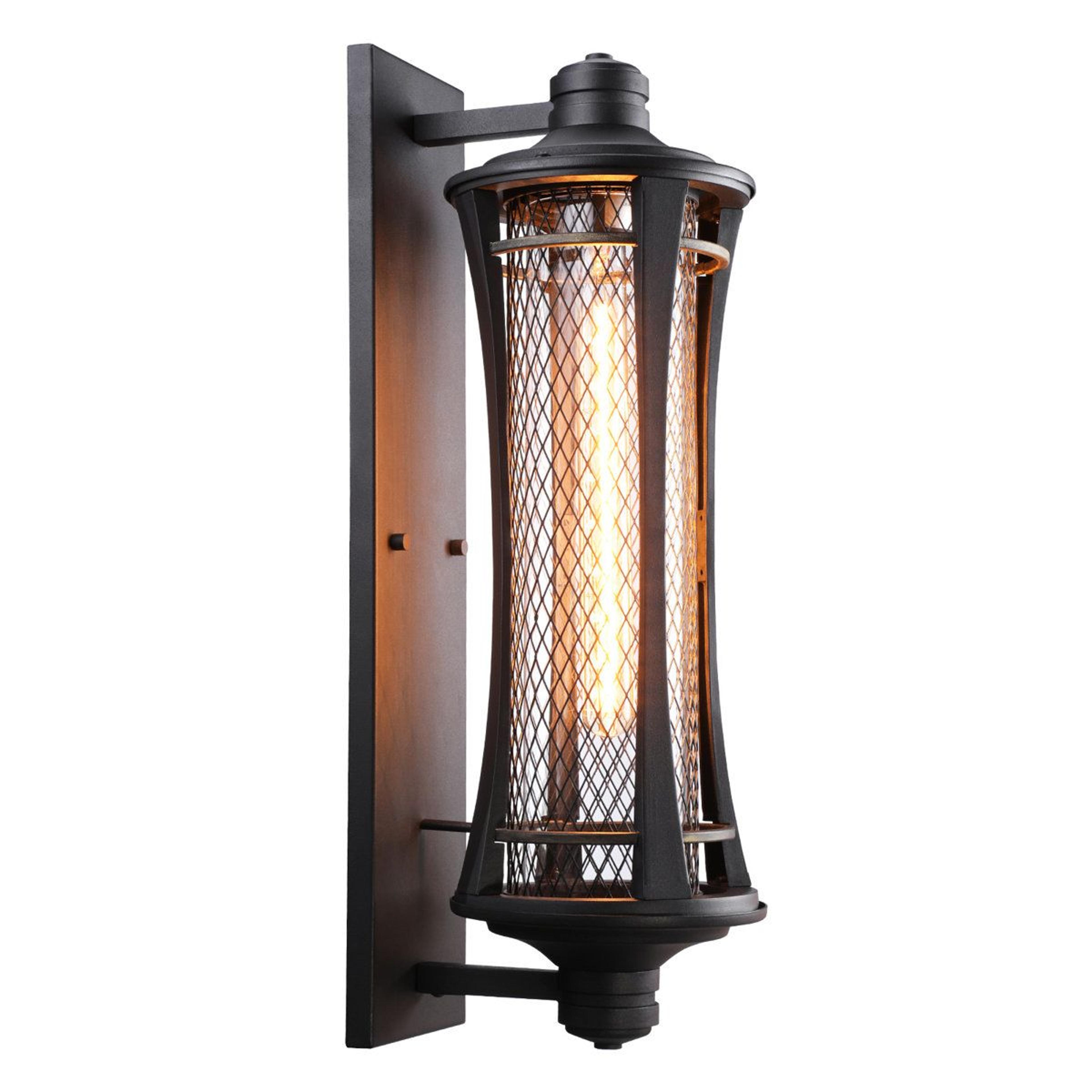 21 inch outdoor wall sconce matte black e26 lantern light