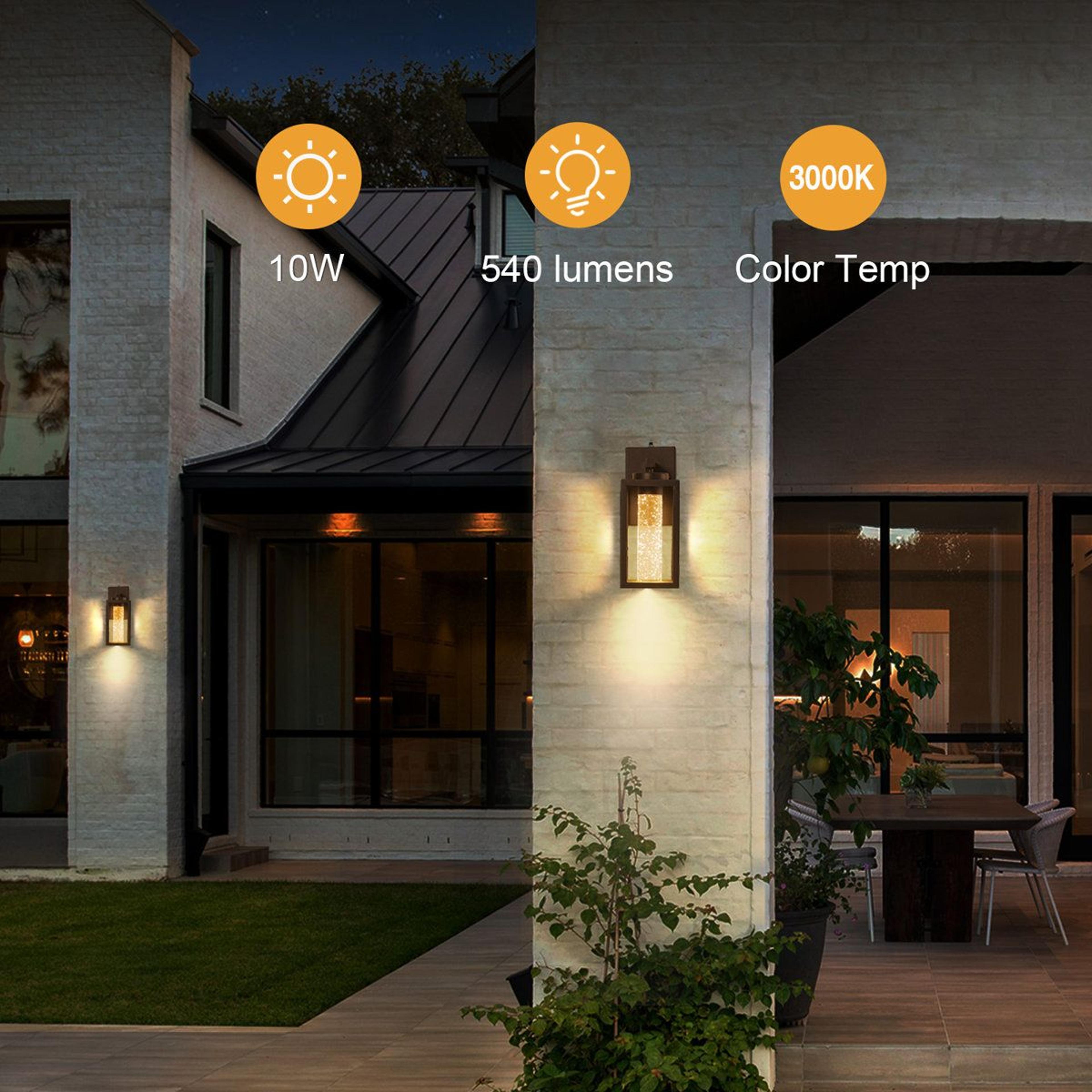 Dusk To Dawn Outdoor Wall Lantern With BuiltIn 10W LED Set Of 2 3