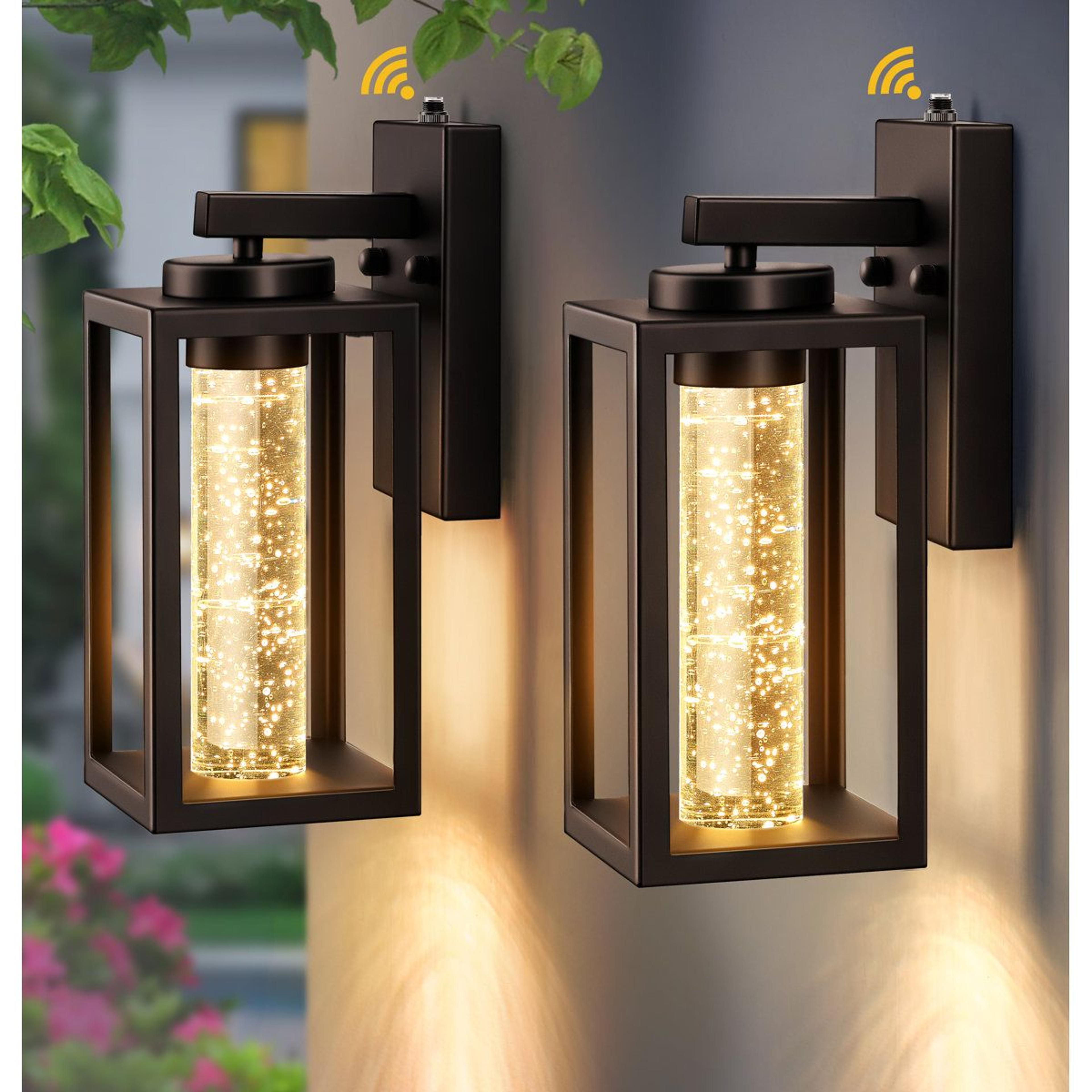 dusk to dawn outdoor wall lantern with built-in 10w led set of 2