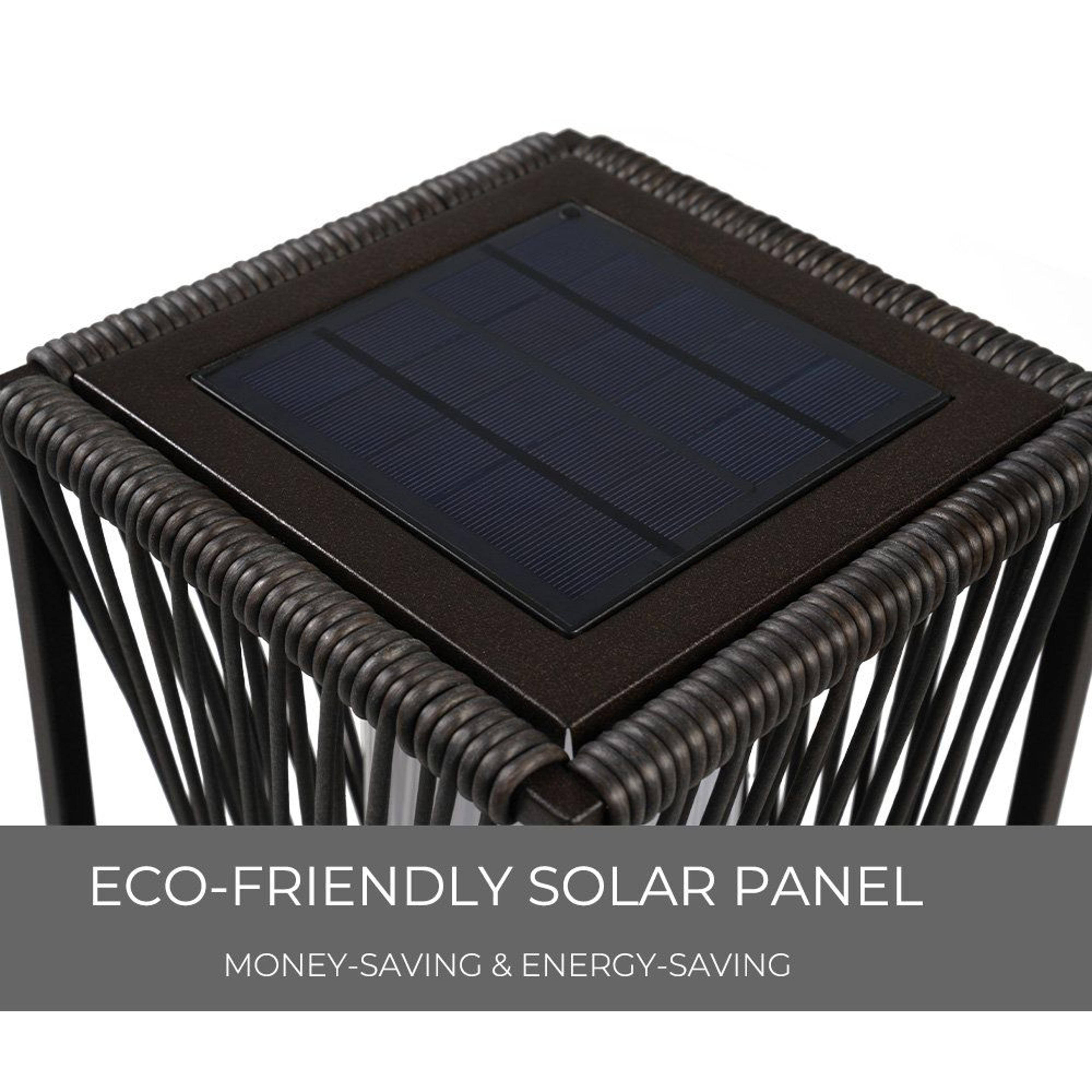 Solar Powered Wicker Outdoor Floor Lamps Set Of 2 With Integrated LED 7