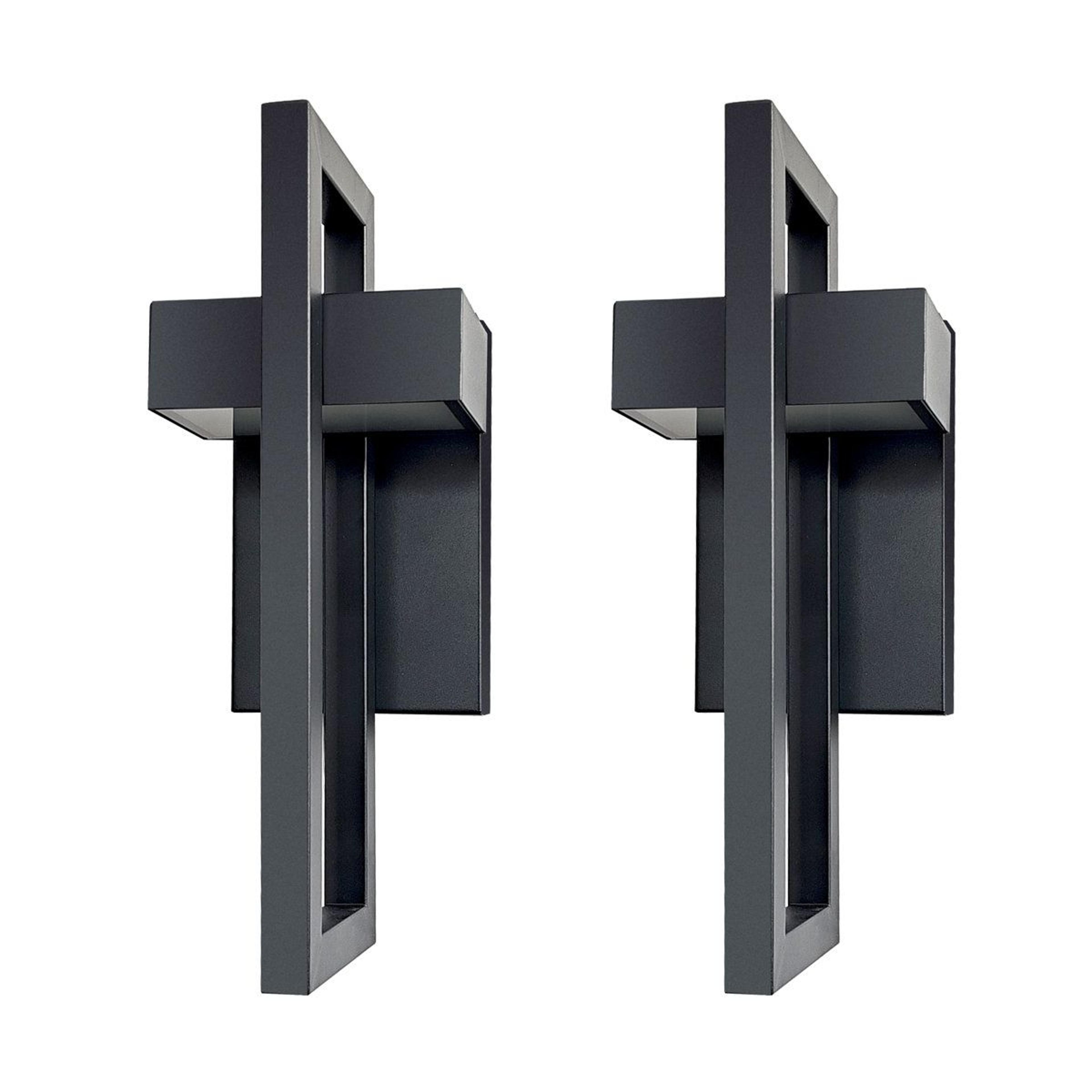 modern outdoor wall sconce set of 2 ip65 dimmable black iron and glass lights