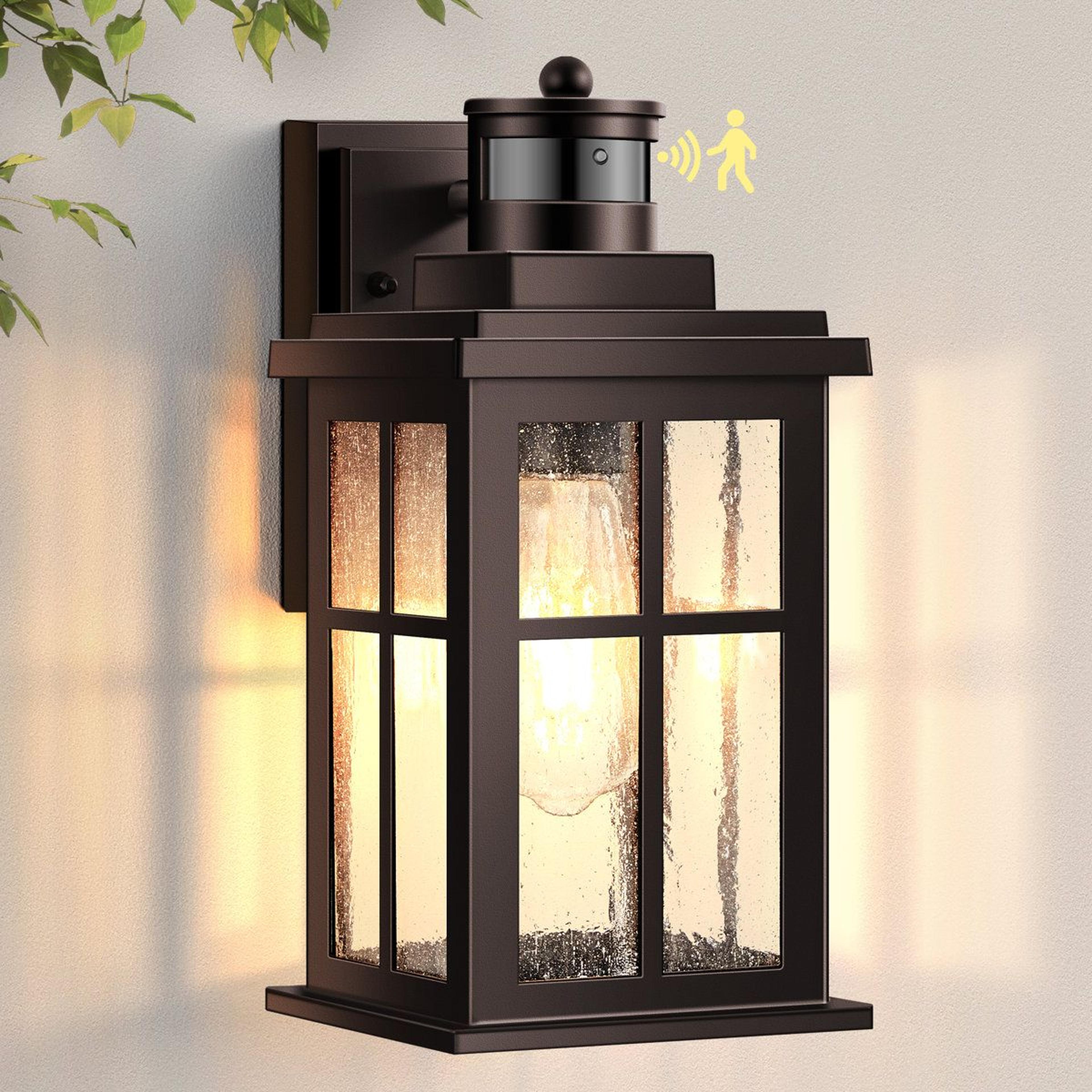 outdoor wall lantern with dusk to dawn motion sensor oil rubbed bronze