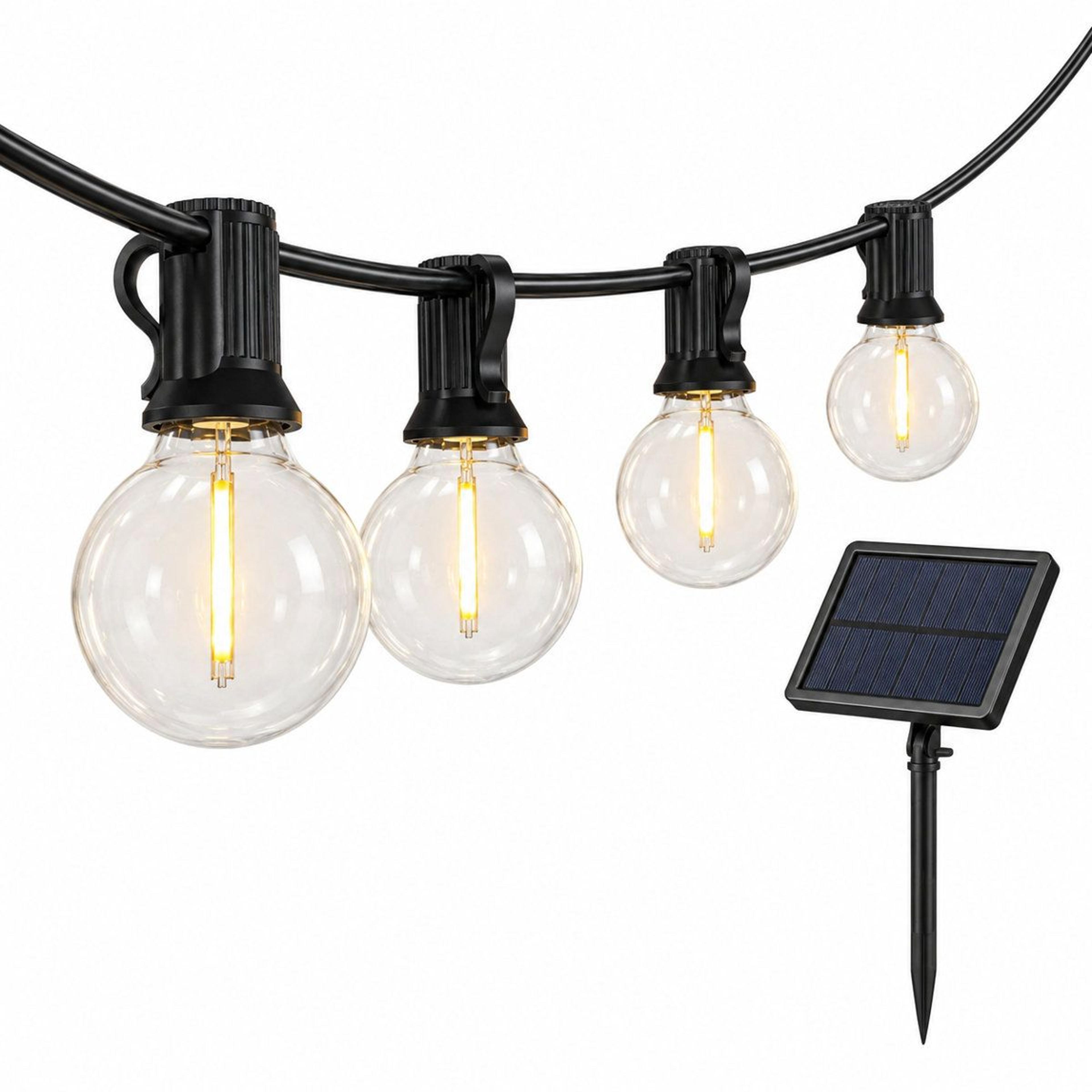 27ft solar-powered outdoor globe string lights with 25 led bulbs